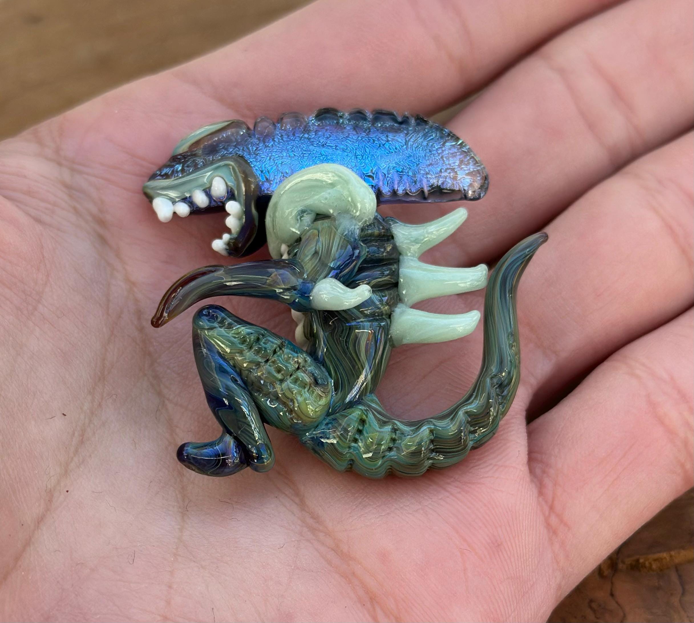 Dichroic Glass Alien Pendant Necklace - Unique Handmade Cosmic Jewelry - Sci-Fi - Outer Space - UFO Gift Idea, Color-Changing Pendant