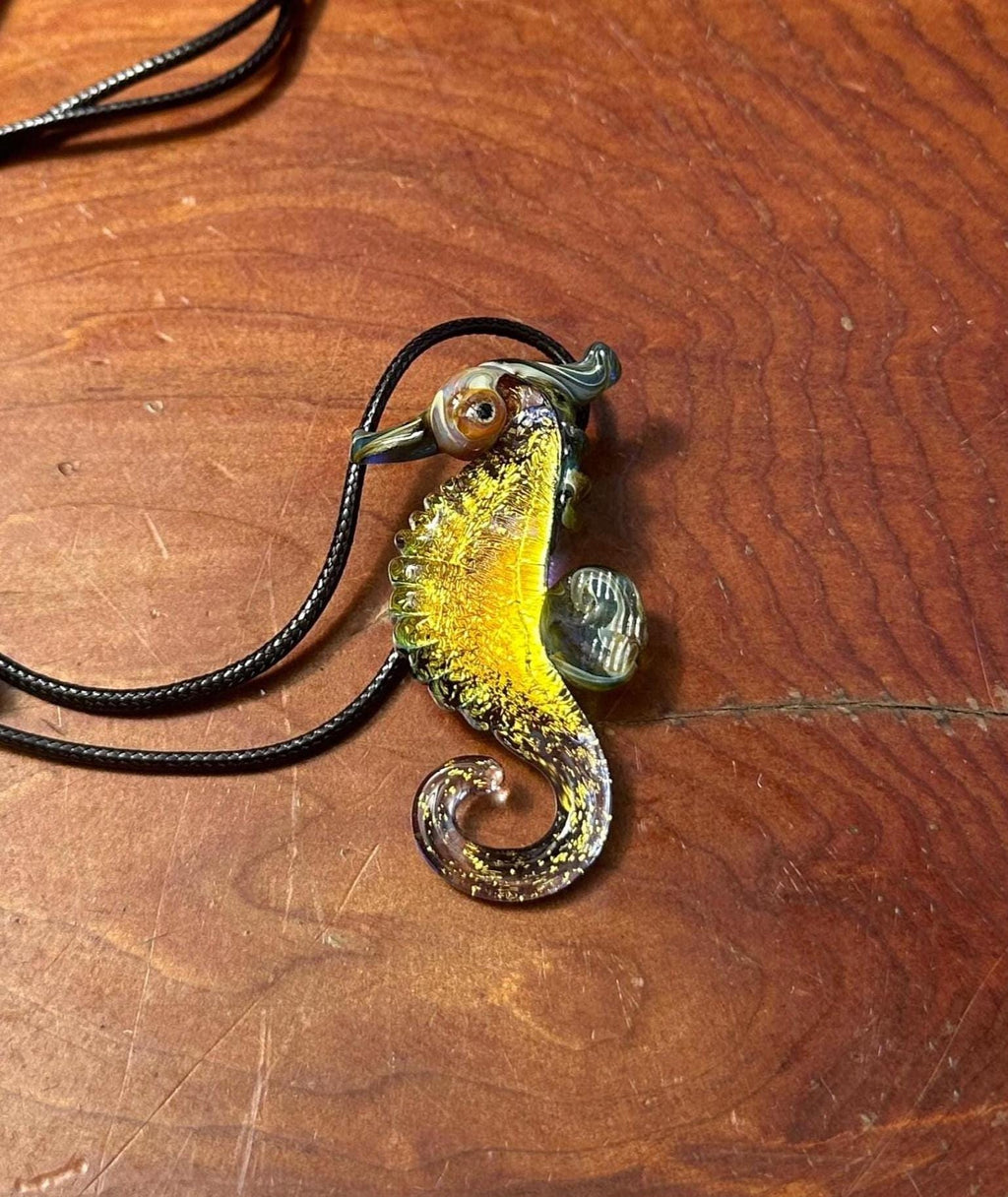 Seahorse Necklace - Ocean-Inspired Blown Glass Jewelry - Handmade Sea Creature Pendant - Dichroic Statement Necklace - Beach Lover Gift