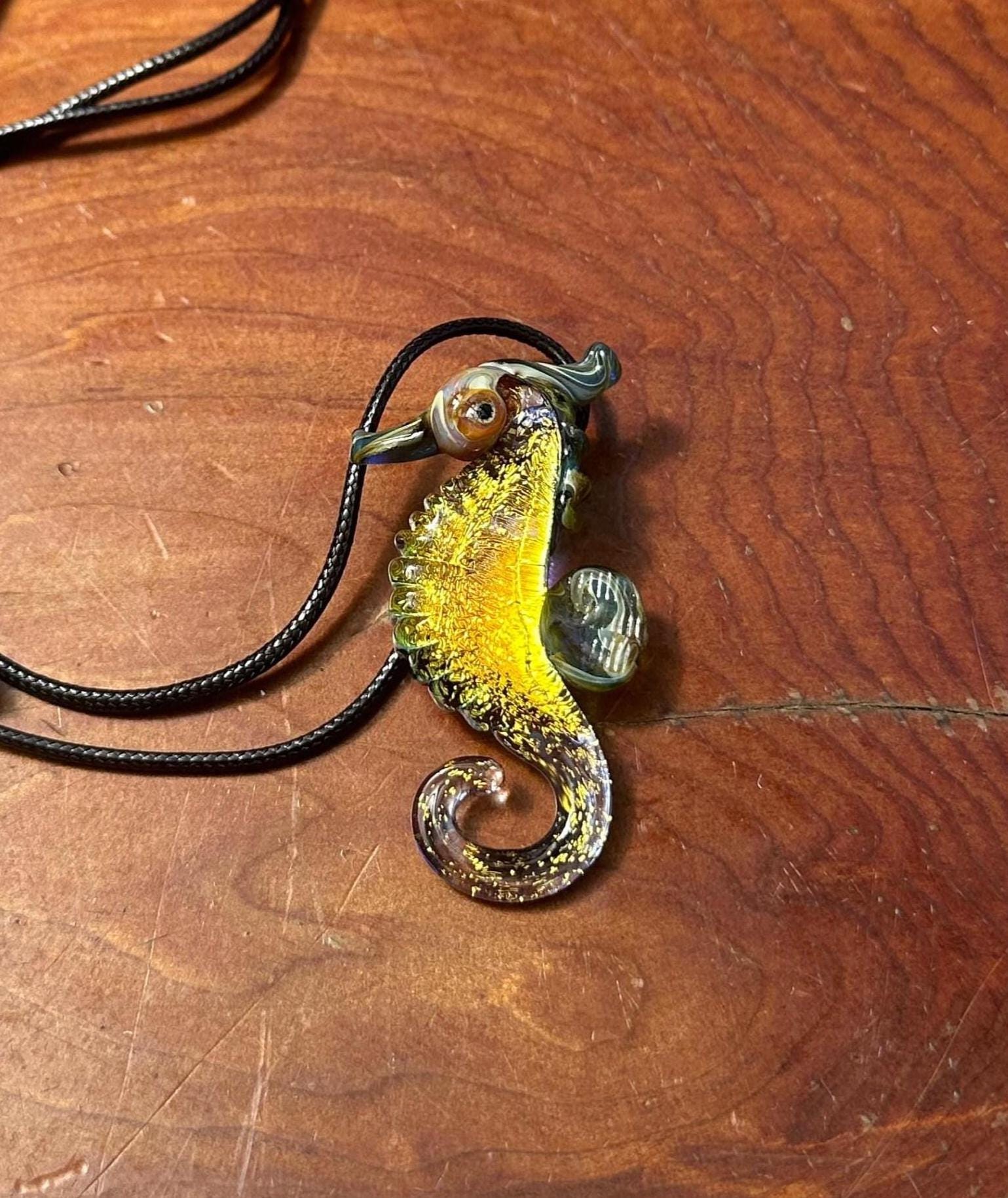 Seahorse Necklace - Ocean-Inspired Blown Glass Jewelry - Handmade Sea Creature Pendant - Dichroic Statement Necklace - Beach Lover Gift