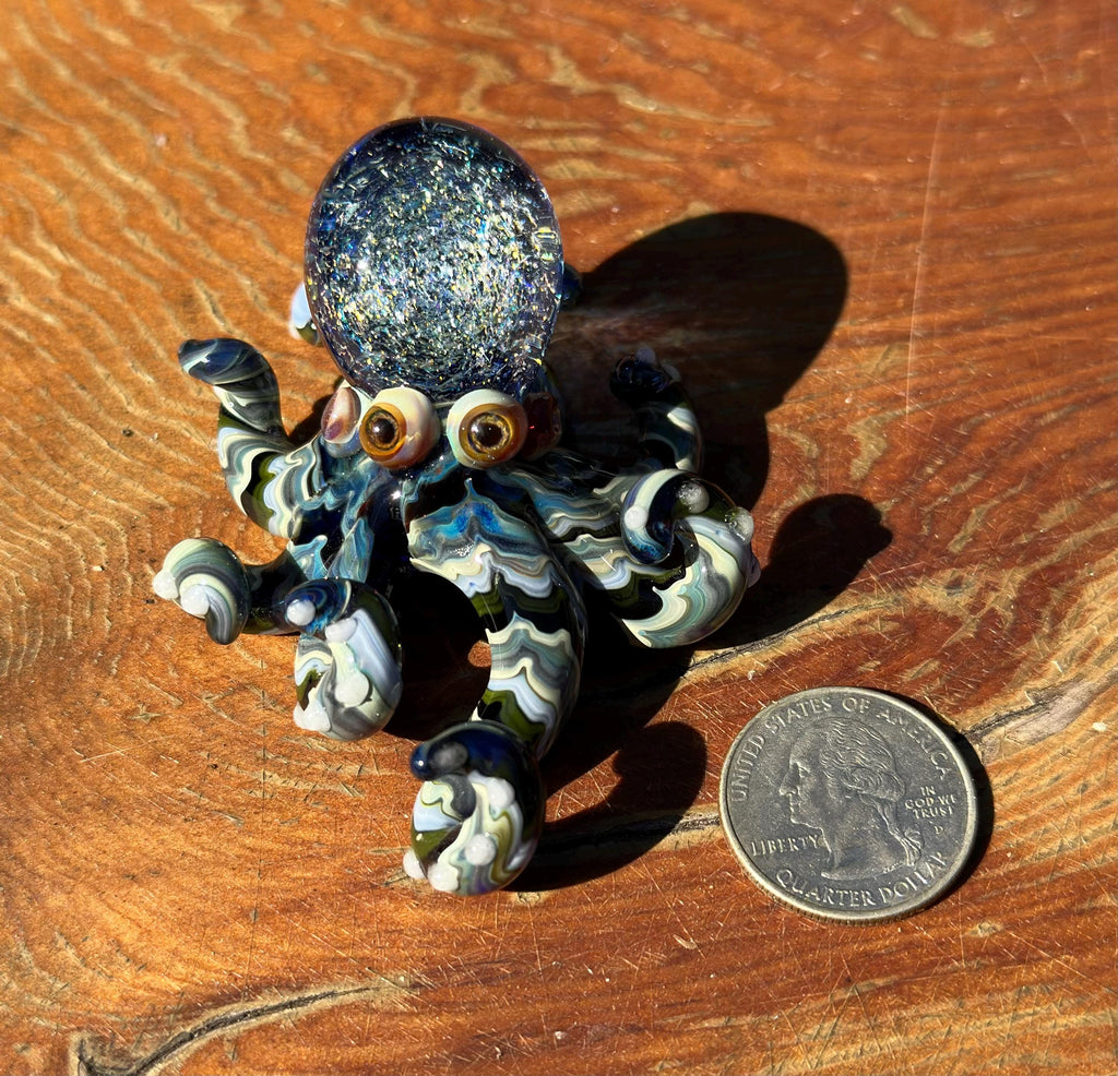 Handmade Dichroic Glass Octopus Sculpture – Galaxy Ocean Art