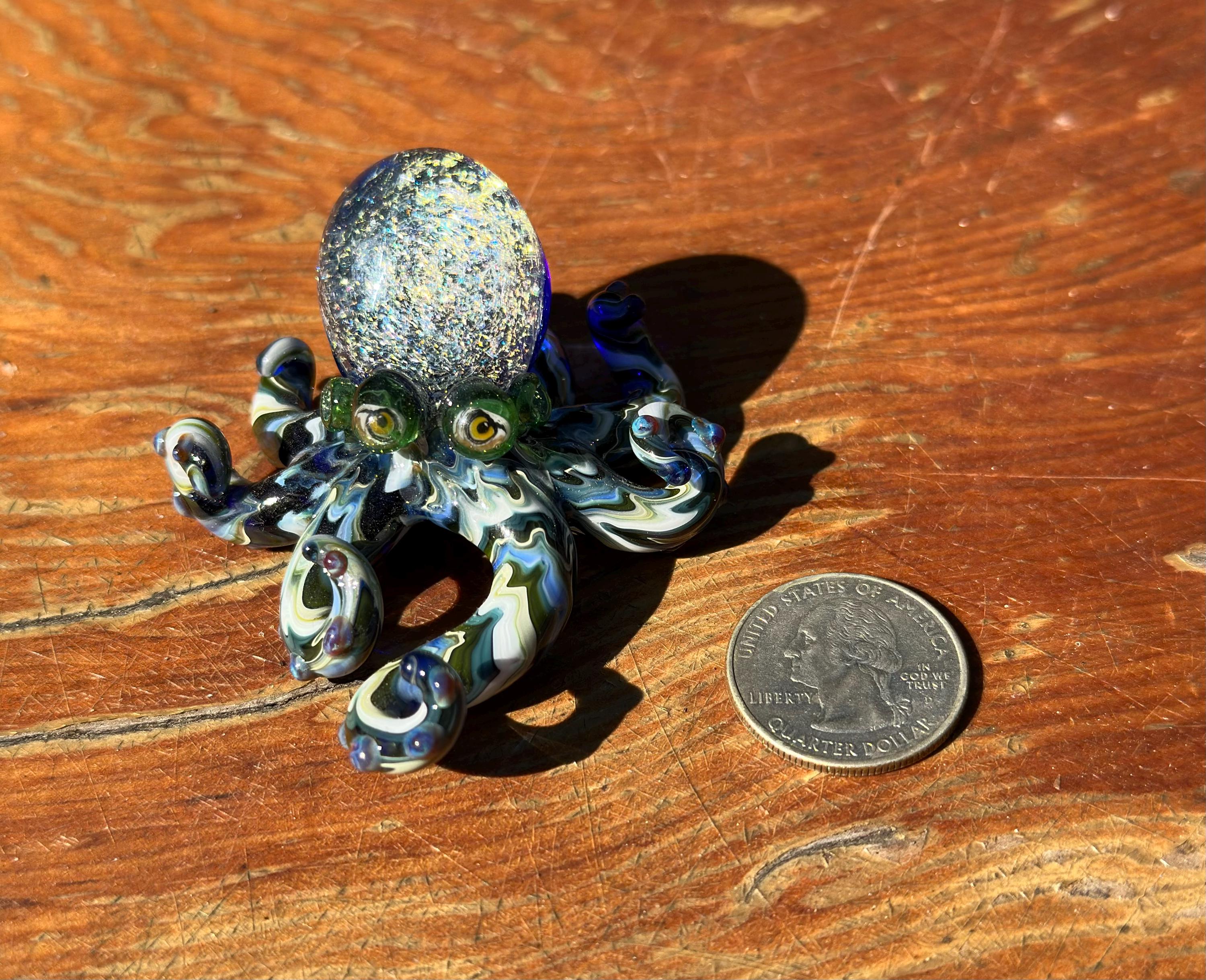 Handmade Dichroic Glass Octopus Sculpture – Galaxy Ocean Decor