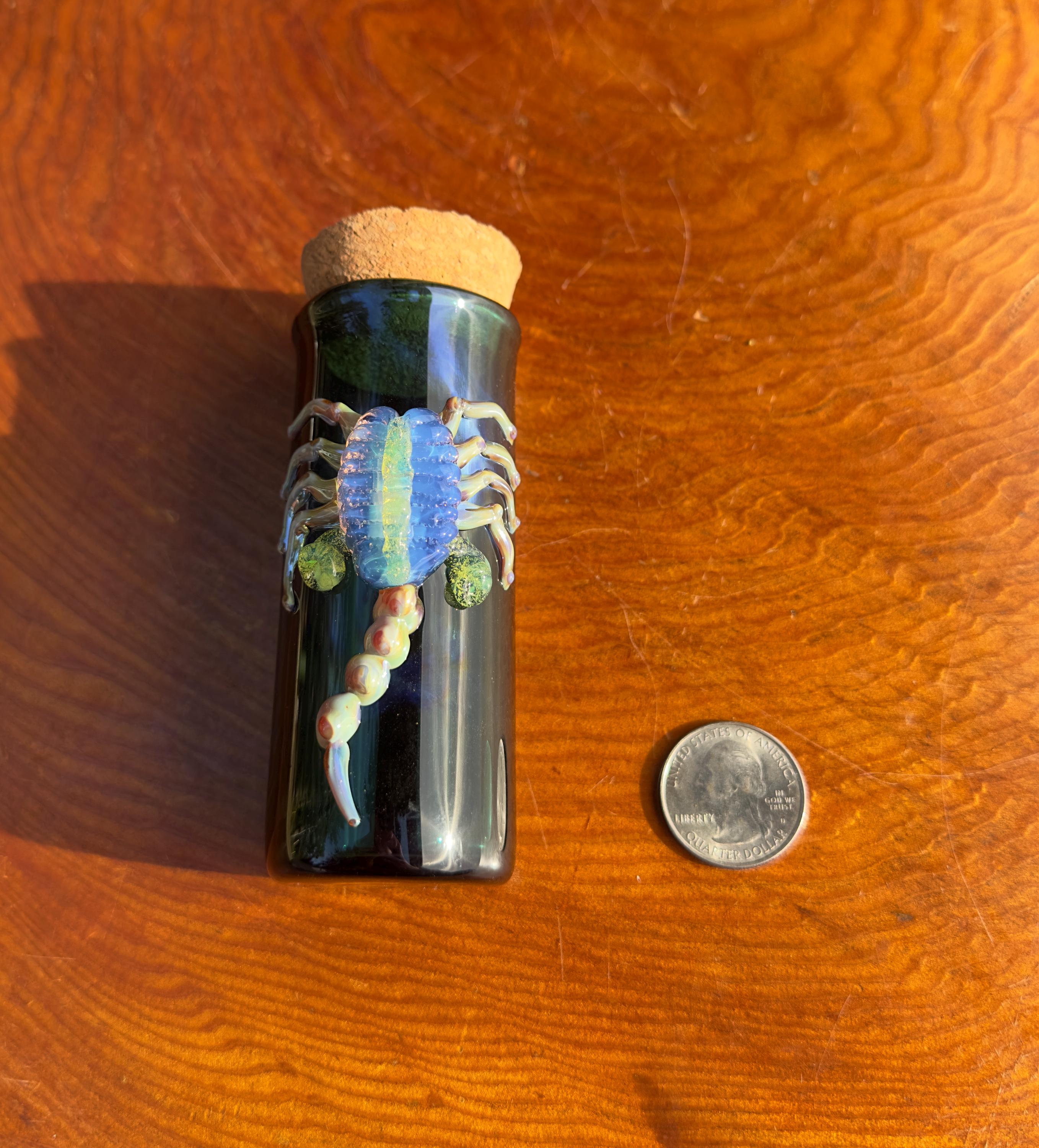 Handmade Emerald Green Glass Jar: Alien Facehugger Decor