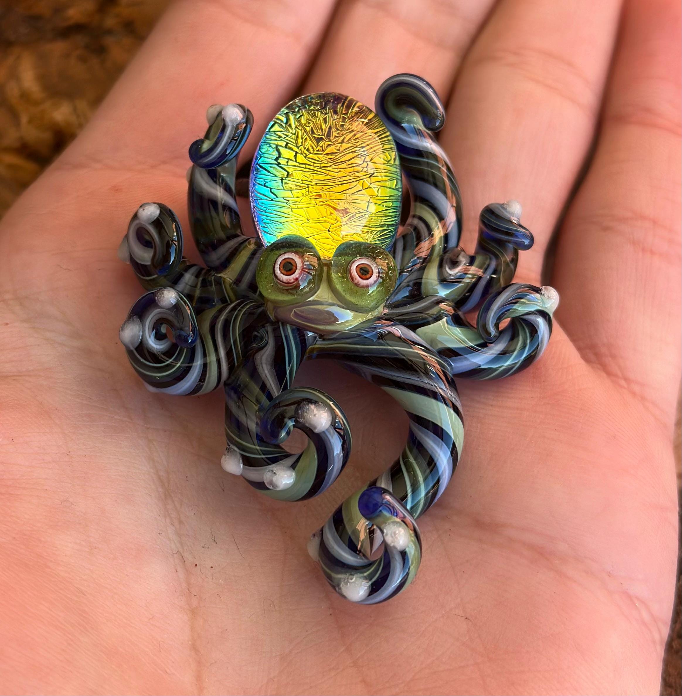 Octopus Necklace - Handmade Blown Glass Octopus Pendant - Unique Sea Creature Jewelry - Ocean-Inspired Necklace - Artisan Glass Art