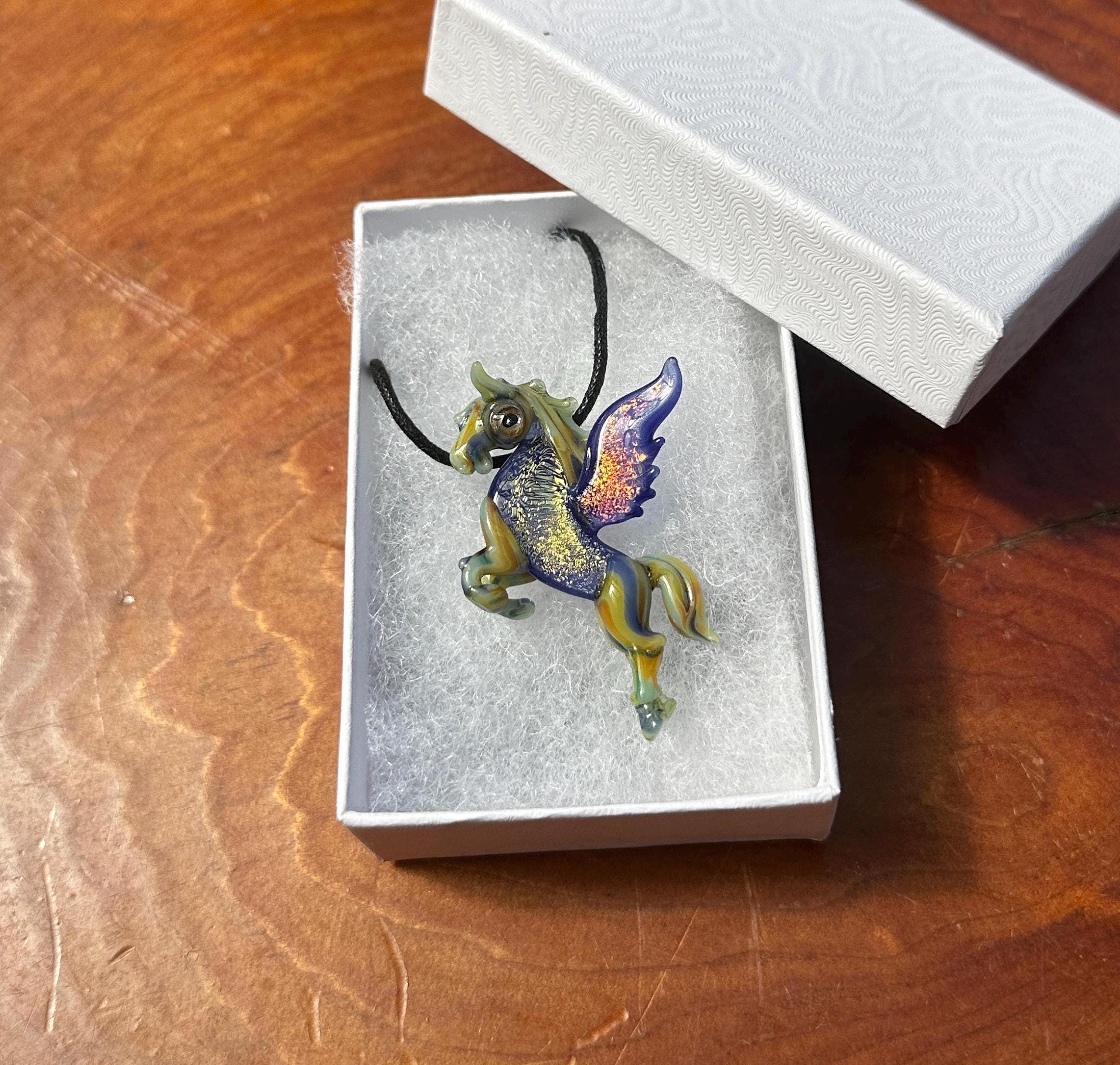 Glass Unicorn Necklace - Unicorn Pendant - Birthday Gift For Her - Anniversary Gift - Handblown Unicorn Glass Jewelry - Torchwork