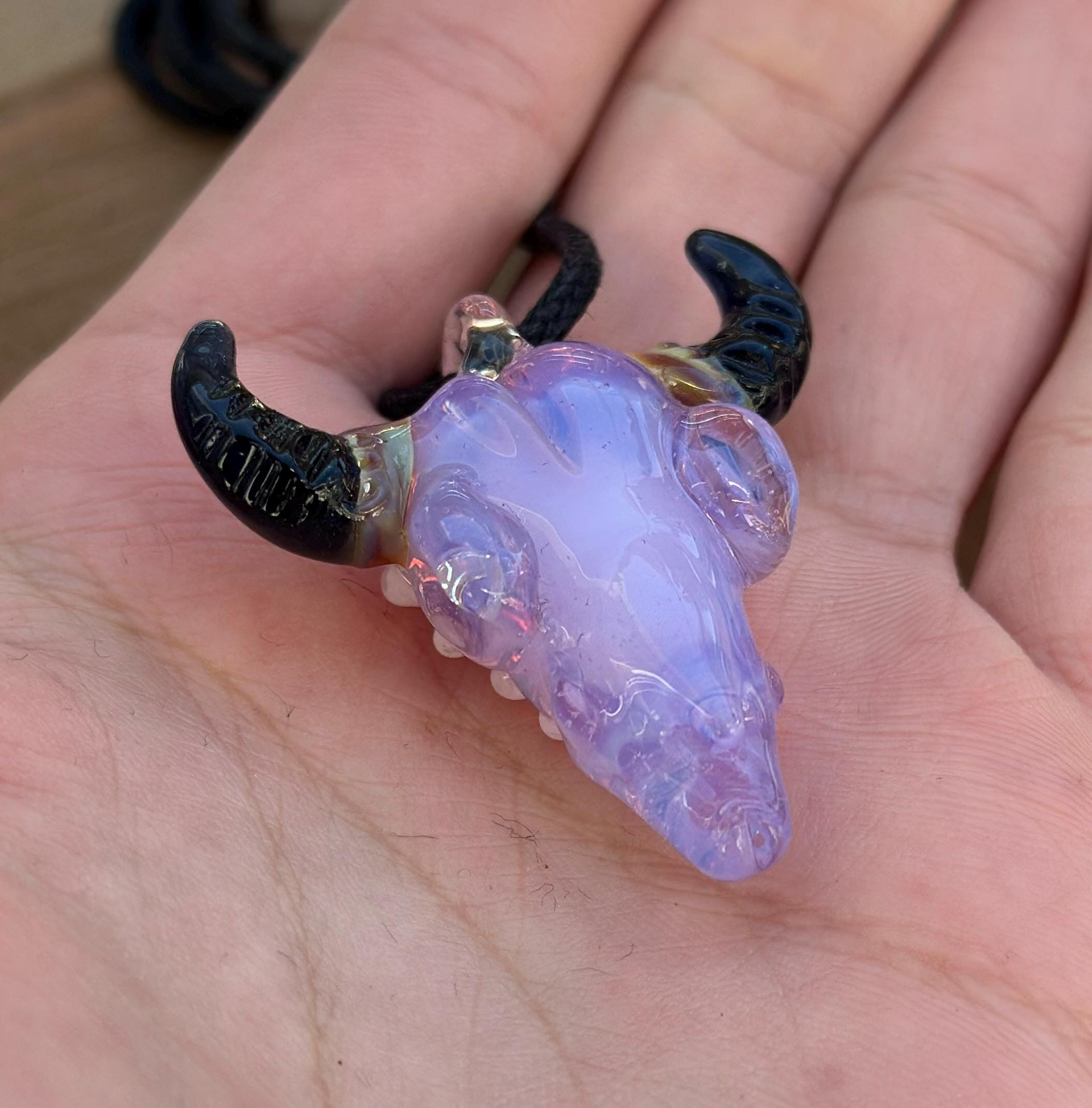 Bull Skull - Glass Pendant Necklace Handmade - Bull Skull Pendant - Glass Jewelry - Glass Bull Skull - Western Jewelry - Boho Glass Jewelry