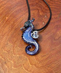 Seahorse Necklace - Ocean-Inspired Blown Glass Jewelry - Handmade Sea Creature Pendant - Dichroic Statement Necklace - Beach Lover Gift