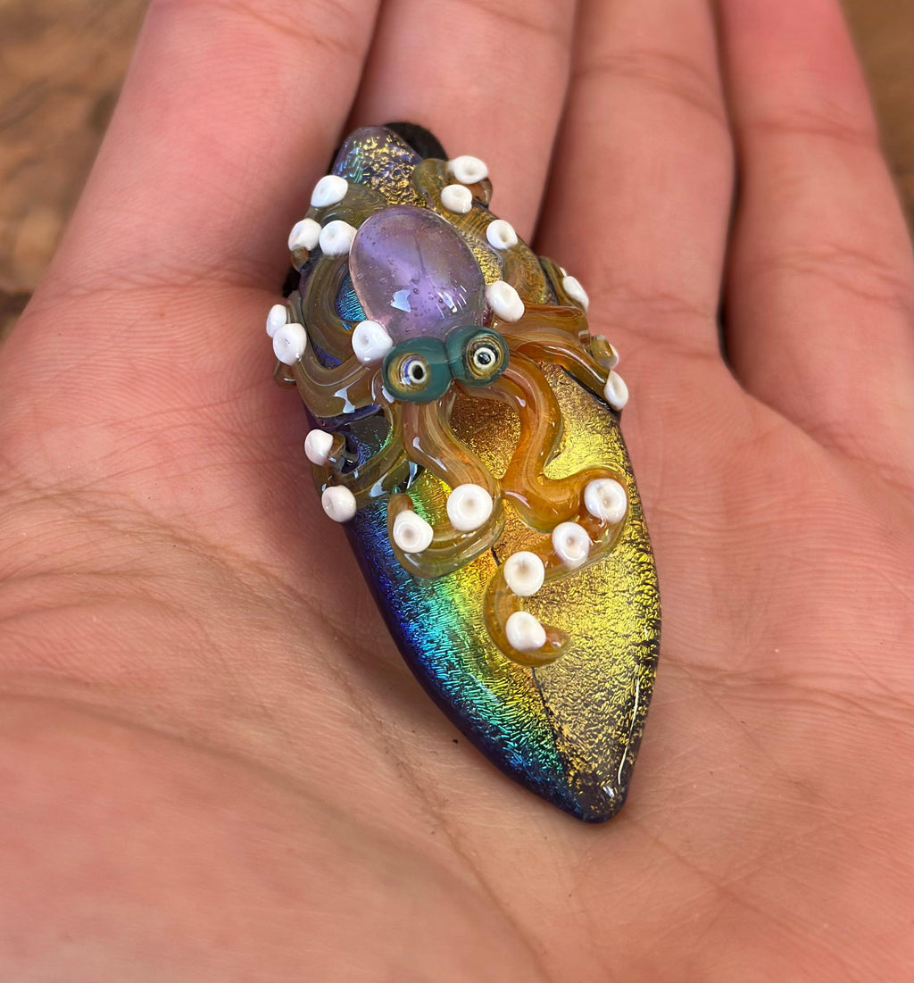 Octopus Necklace - Handmade Blown Glass Octopus Pendant - Unique Sea Creature Jewelry - Ocean-Inspired Necklace - Artisan Glass Art