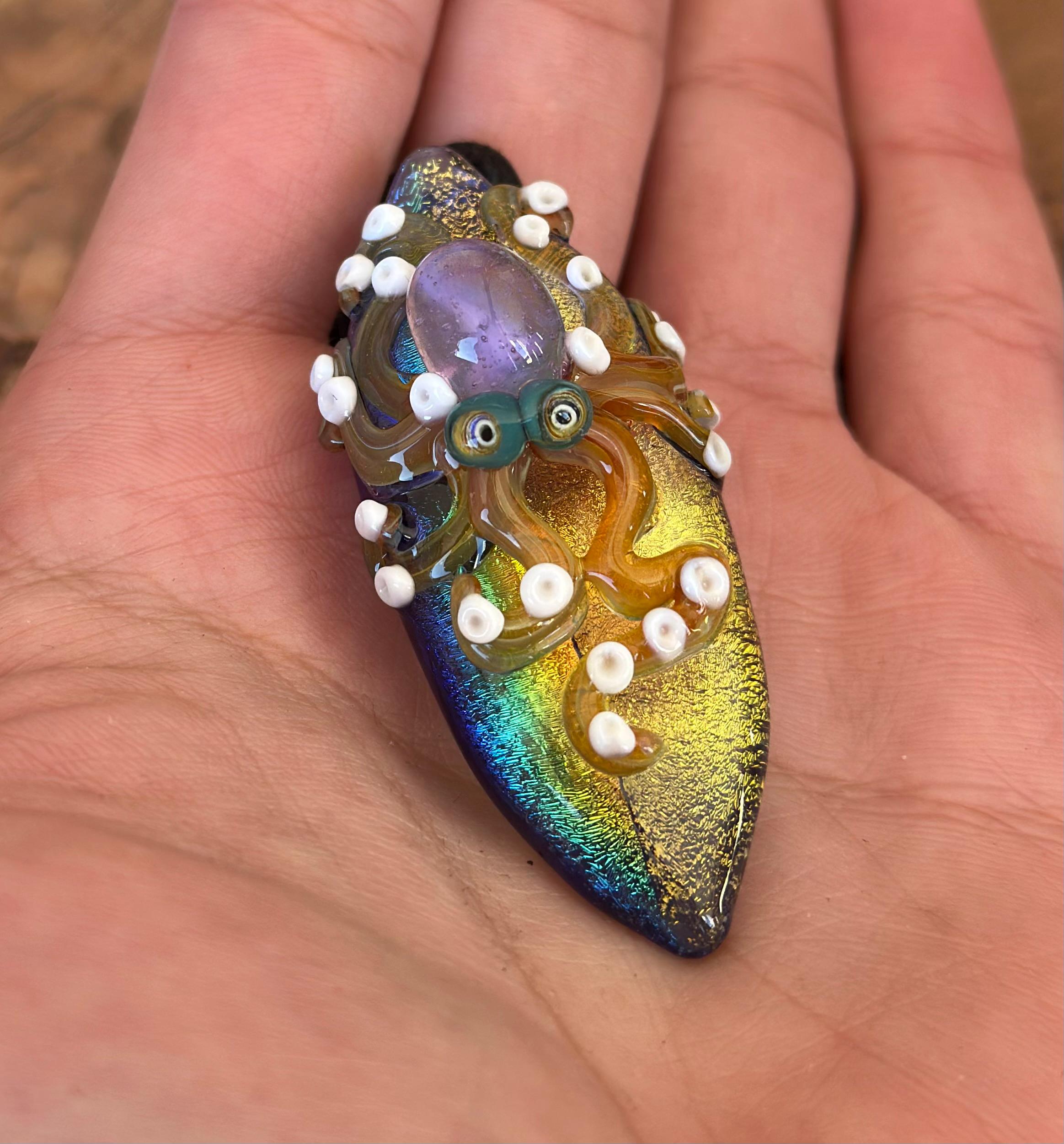 Octopus Necklace - Handmade Blown Glass Octopus Pendant - Unique Sea Creature Jewelry - Ocean-Inspired Necklace - Artisan Glass Art