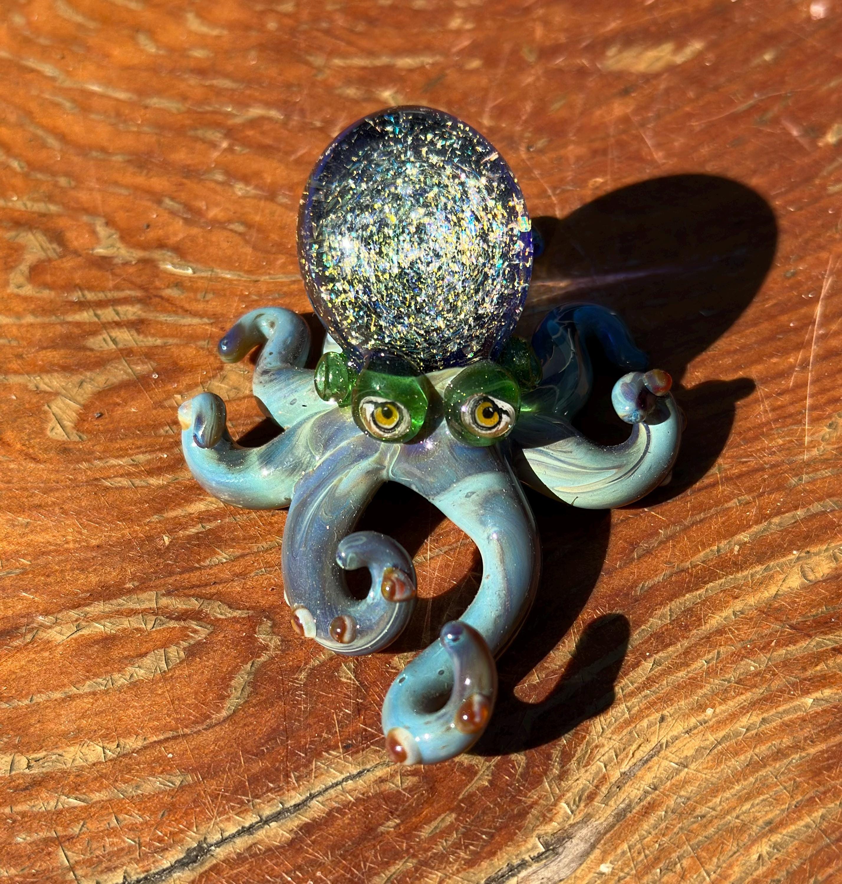 Handmade Dichroic Glass Octopus Sculpture – Galaxy Ocean Decor