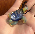 Blown Glass Sea Turtle Necklace: Dichroic Borosilicate Pendant