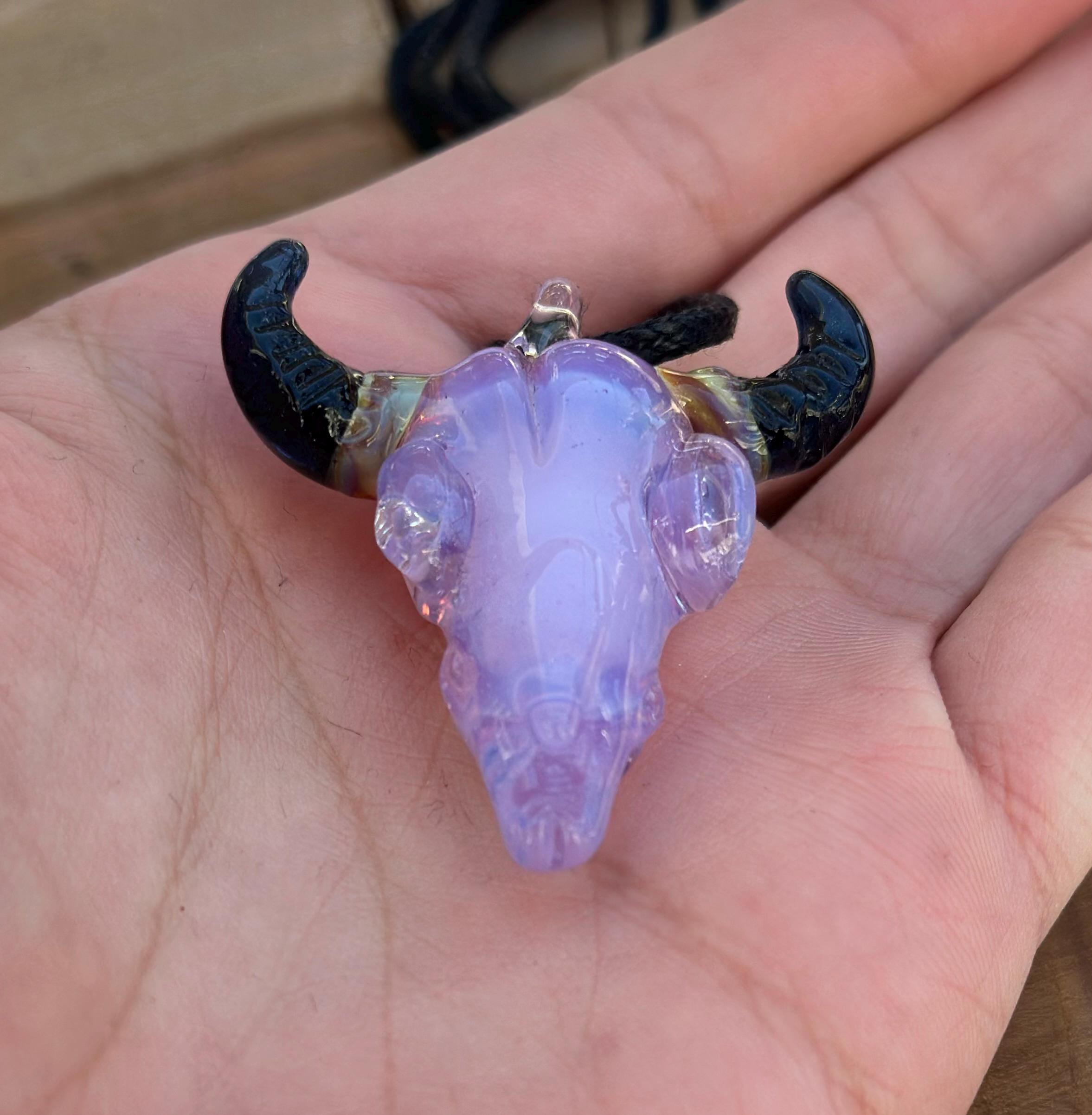 Bull Skull - Glass Pendant Necklace Handmade - Bull Skull Pendant - Glass Jewelry - Glass Bull Skull - Western Jewelry - Boho Glass Jewelry