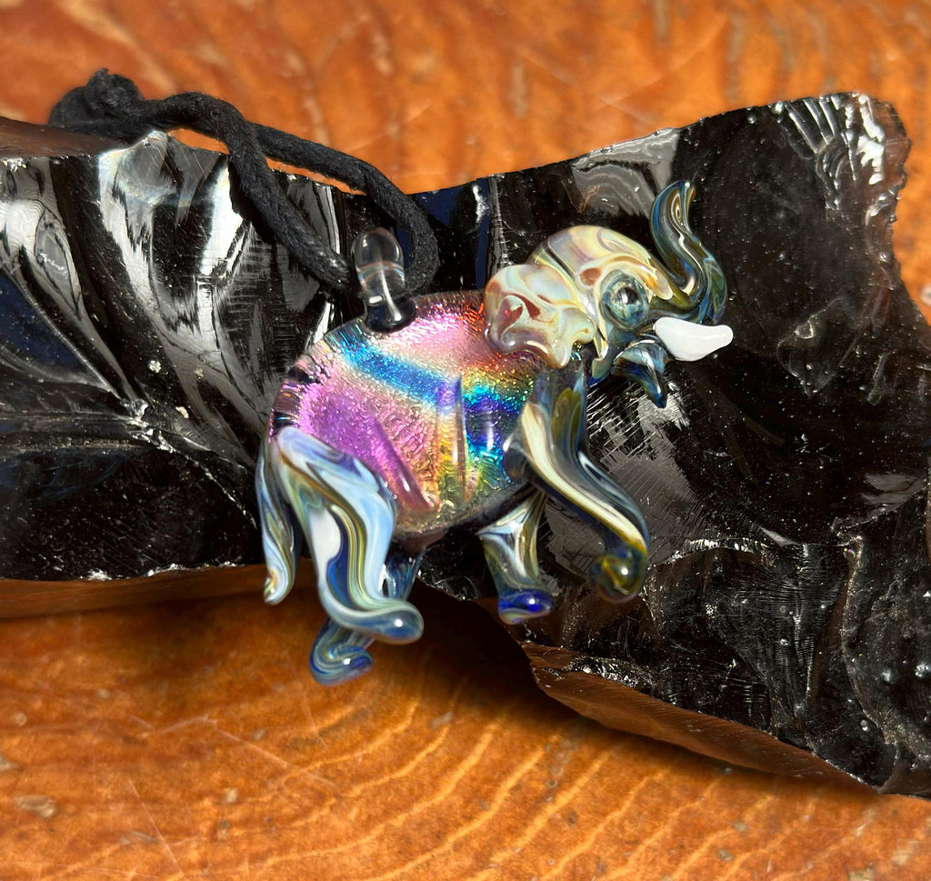 Elephant Pendant Necklace - Handmade Glass Elephant Jewelry - Unique Gift for Her - Animal Lover Necklace - Artisan Glass Pendant
