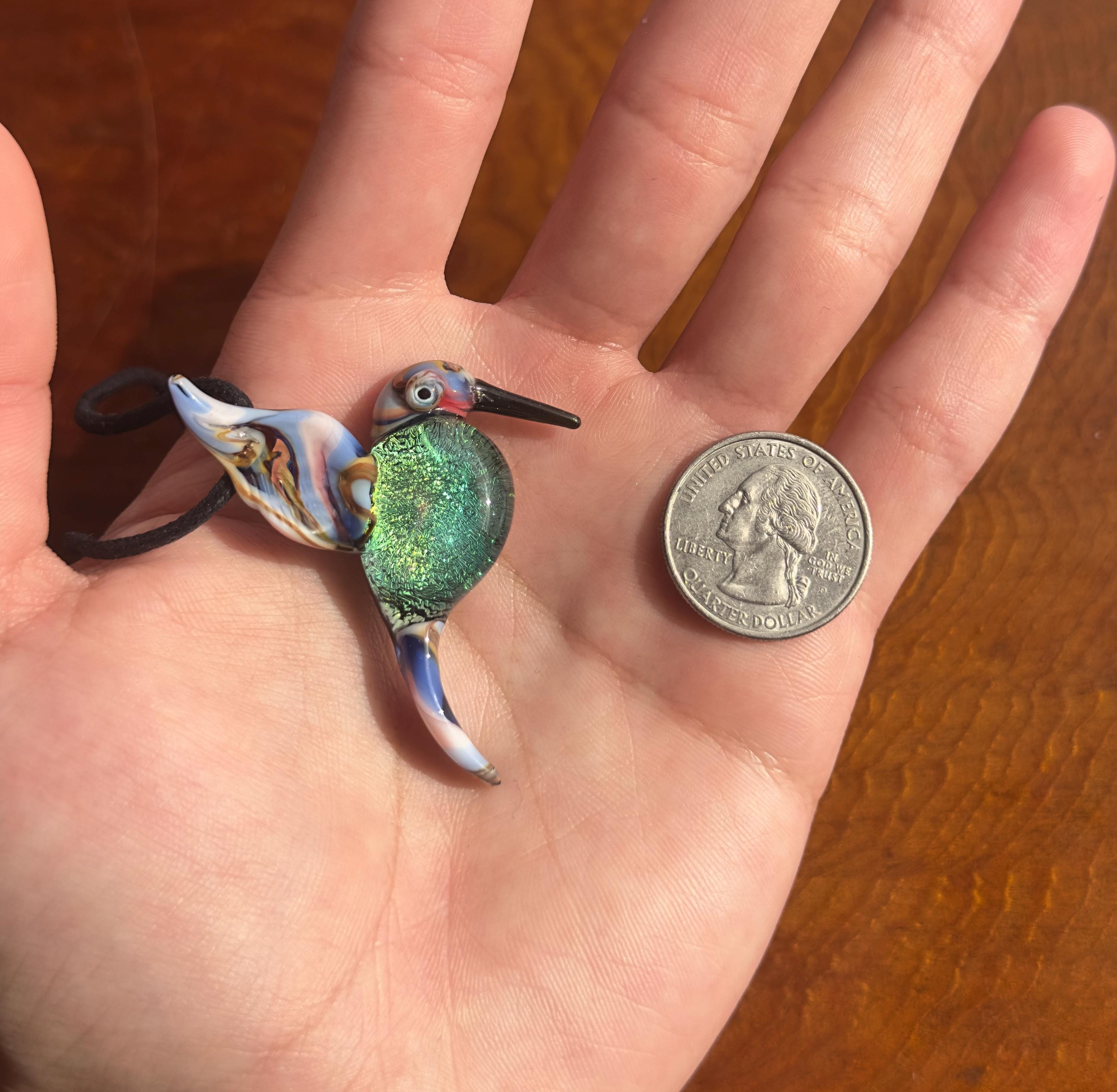 Glass Hummingbird Necklace - Hand-Blown Hummingbird Jewelry - Unique Gift for Her - Colorful Bird Necklace - Glass Bird Necklace