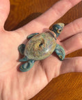 Mini Glass Turtle Sculpture - Handmade - Blown Glass - Flower Implosion