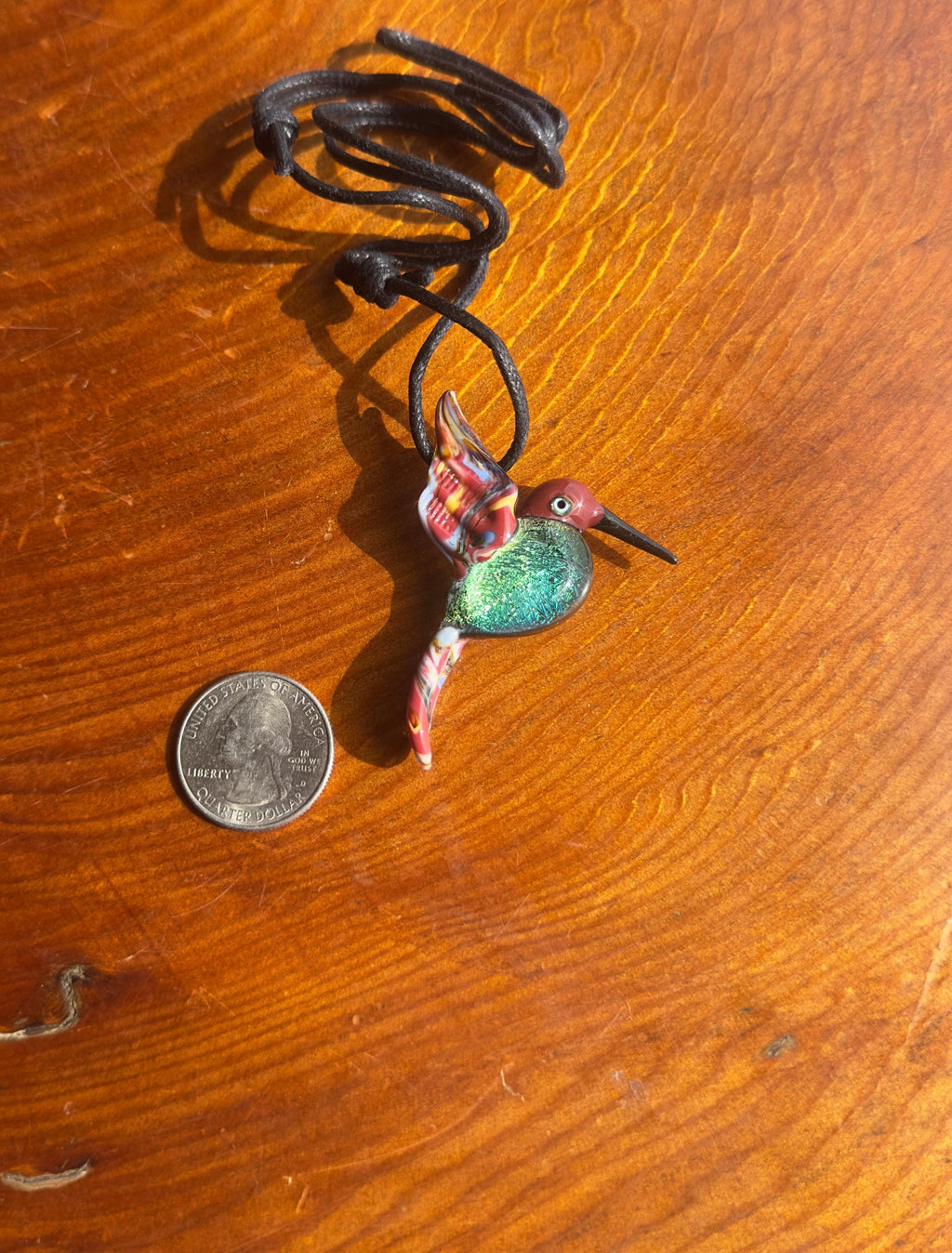 Glass Hummingbird Necklace - Hand-Blown Hummingbird Jewelry - Unique Gift for Her - Artisan Glass Pendant - Colorful Bird Necklace