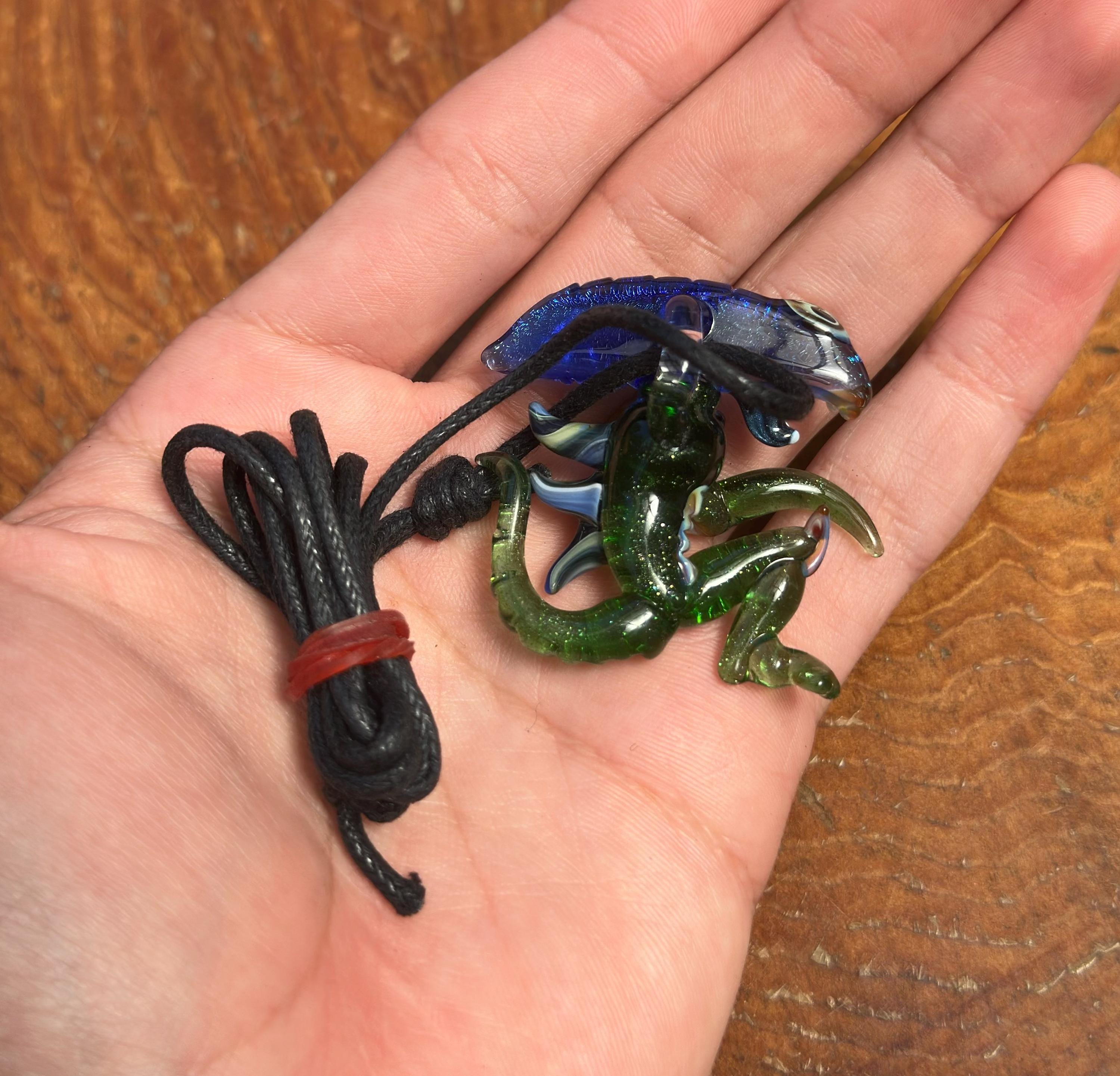 Dichroic Glass Alien Pendant Necklace - Unique Handmade Cosmic Jewelry - Sci-Fi - Outer Space - UFO Gift Idea, Color-Changing Pendant