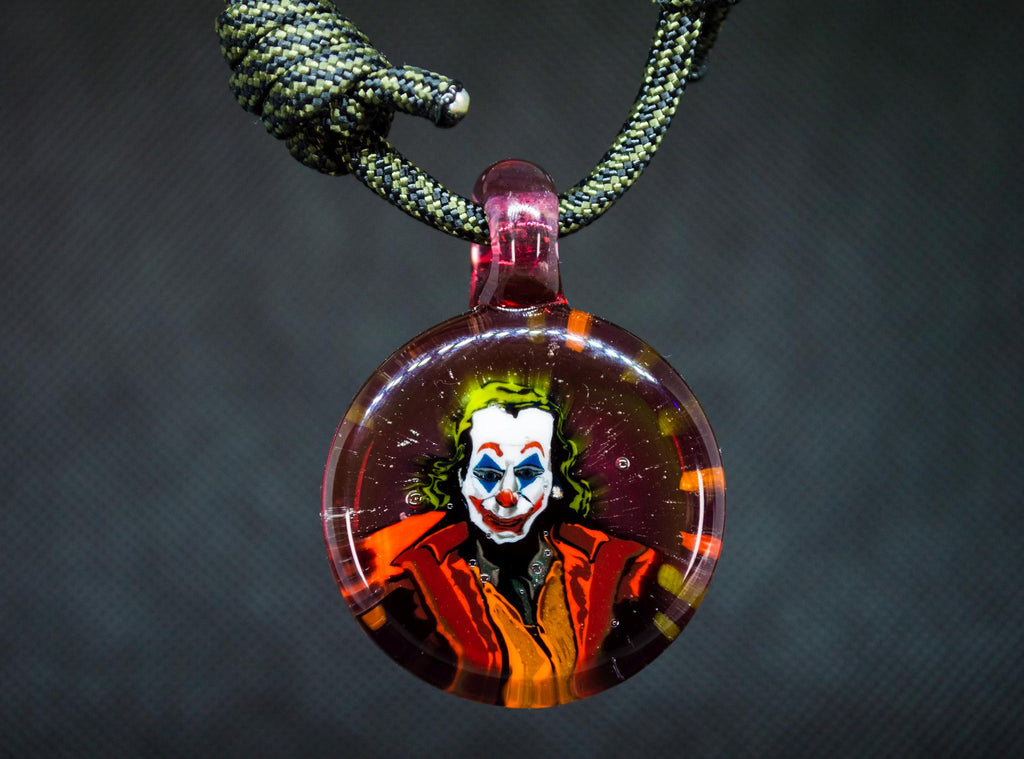 Handmade Glass Joker Pendant Necklace - Torchwork - Unique Character Jewelry