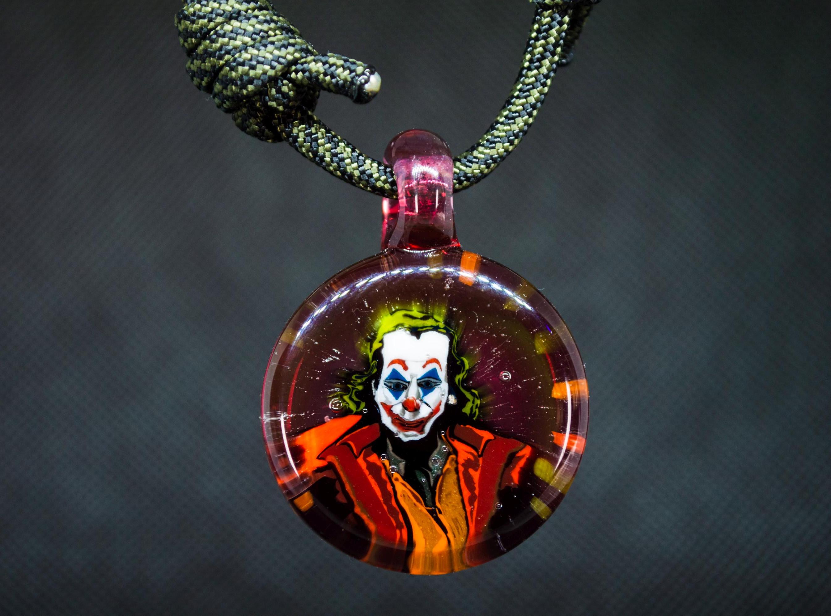 Handmade Glass Joker Pendant Necklace - Torchwork - Unique Character Jewelry