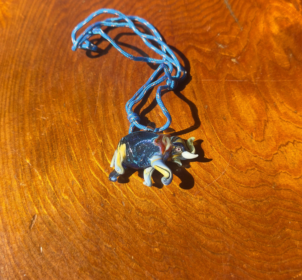 Handmade Glass Elephant Pendant Necklace: Flamecraft Jewelry