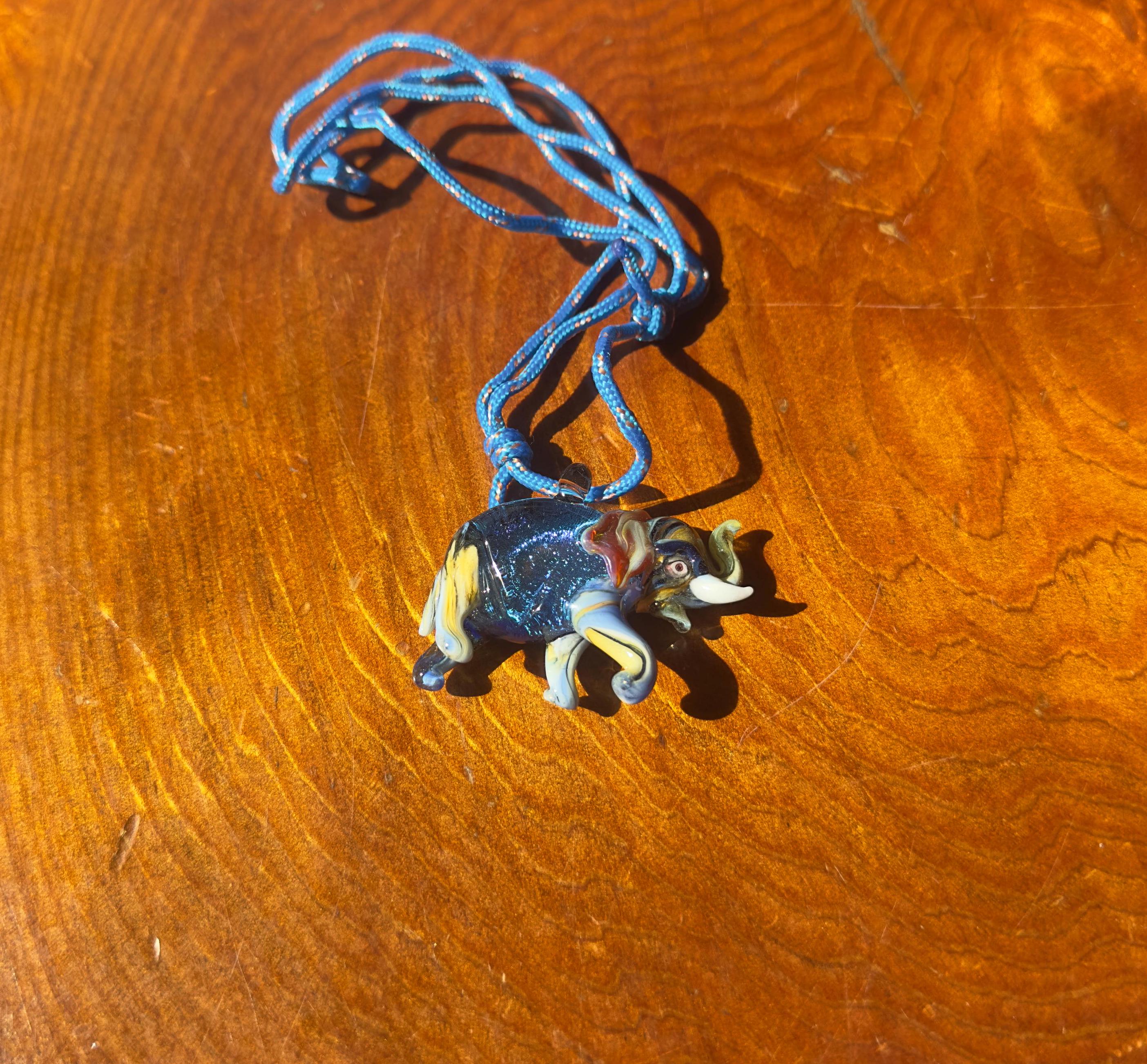 Handmade Glass Elephant Pendant Necklace: Flamecraft Jewelry