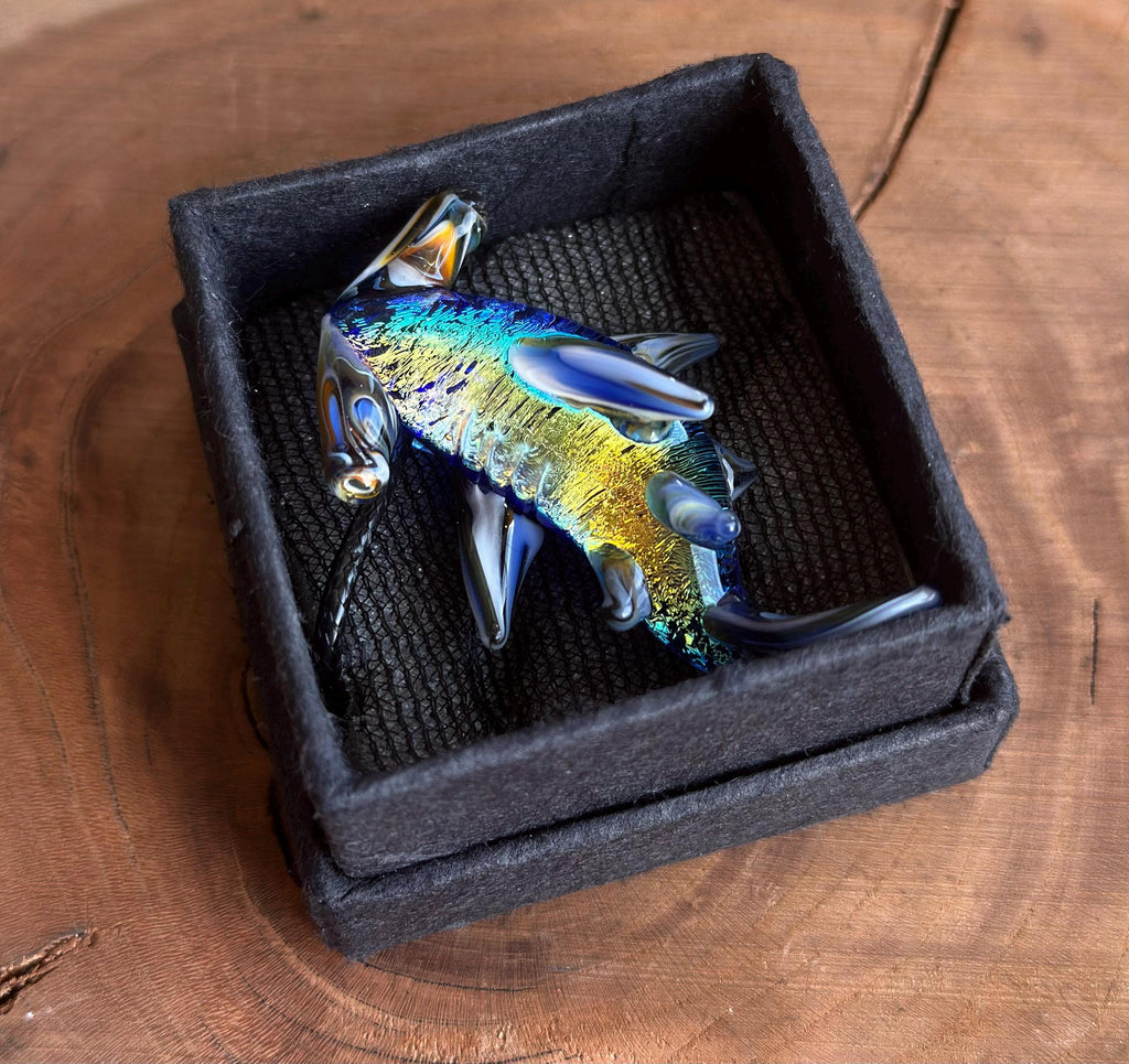 Hammerhead Shark Necklace - Blown Glass - Sea Glass Jewelry Statement Necklace - Ocean Necklace - Handmade Glass Sea Creature Necklace