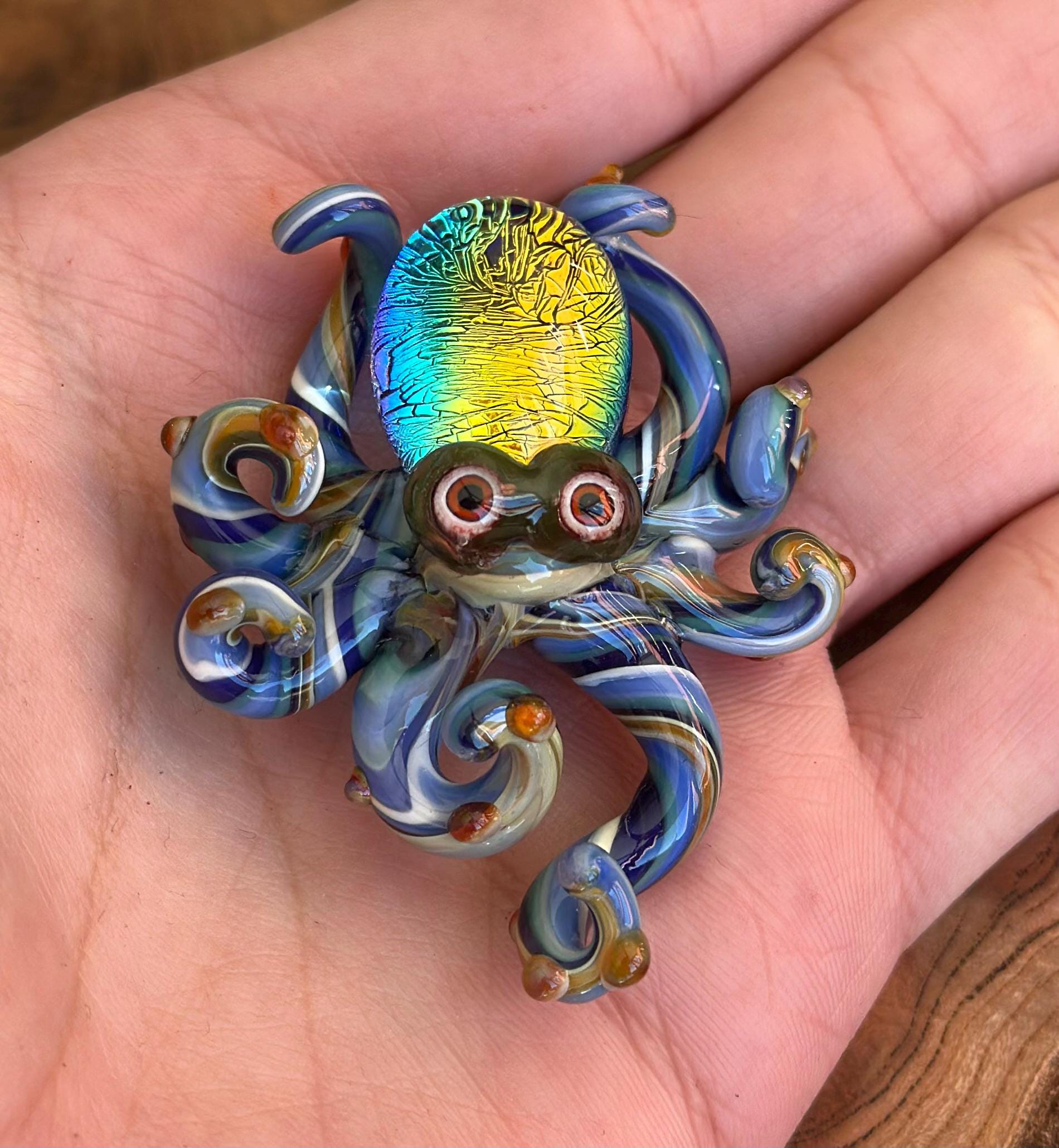 Octopus Necklace - Handmade Blown Glass Octopus Pendant - Unique Sea Creature Jewelry - Ocean-Inspired Necklace - Artisan Glass Art