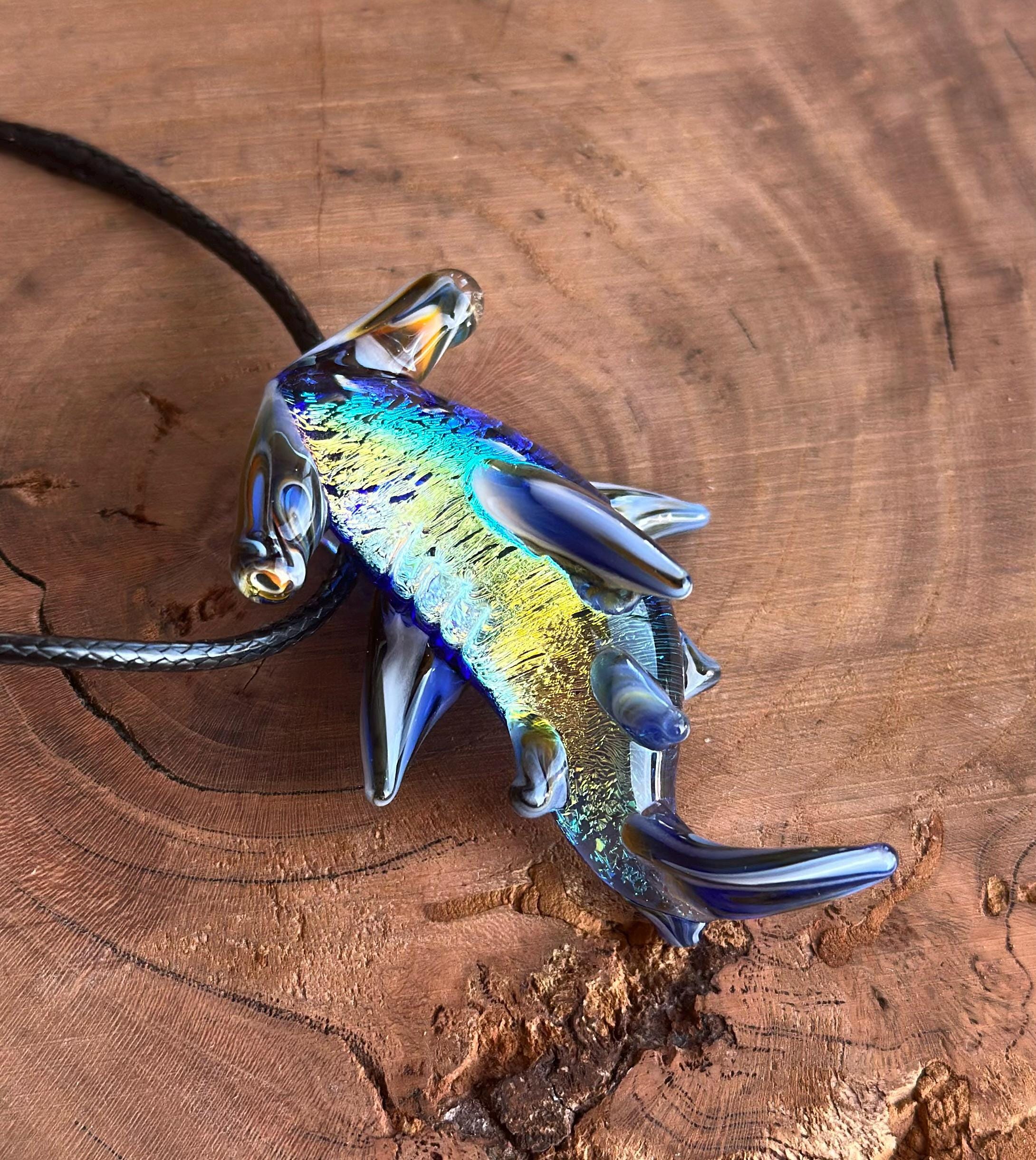 Hammerhead Shark Necklace - Blown Glass - Sea Glass Jewelry Statement Necklace - Ocean Necklace - Handmade Glass Sea Creature Necklace