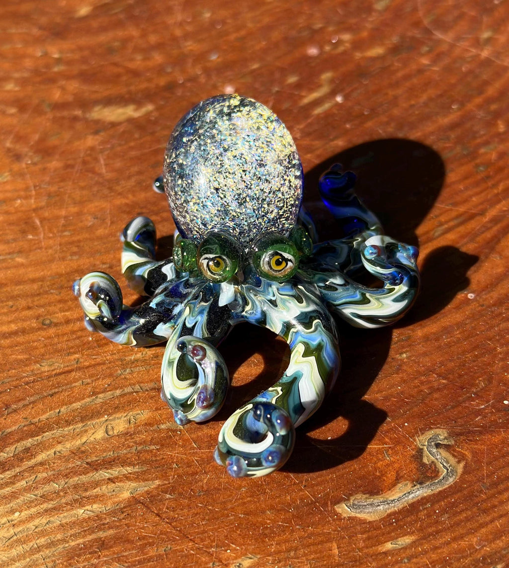 Handmade Dichroic Glass Octopus Sculpture – Galaxy Ocean Decor