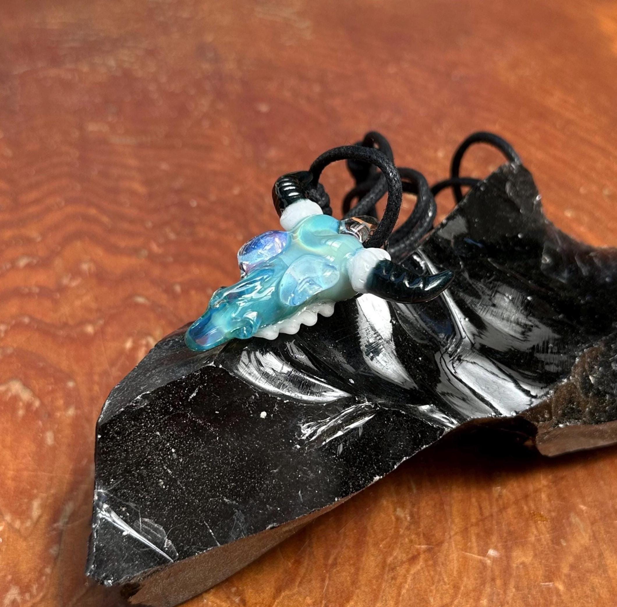 Bull Skull - Glass Pendant Necklace Handmade