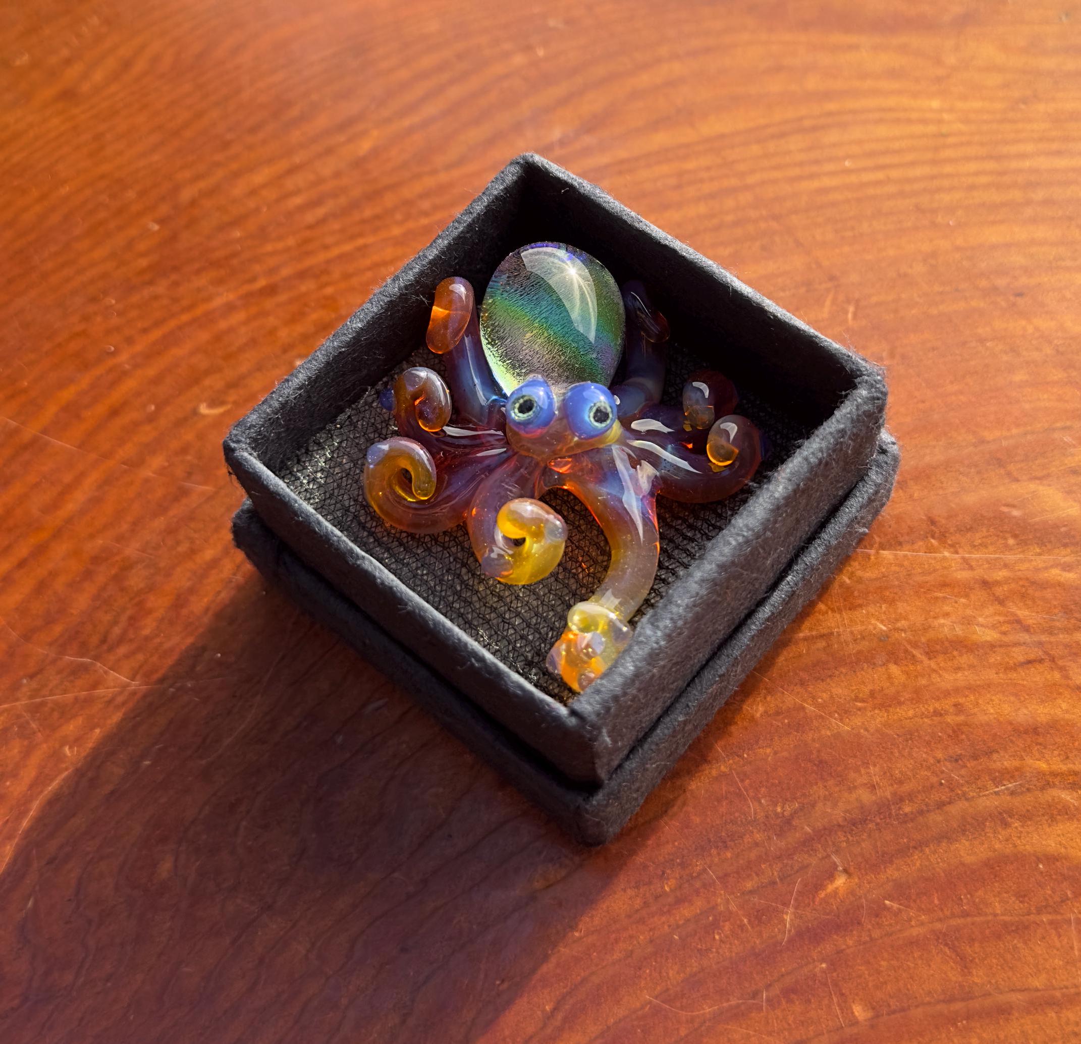 Handmade Blown Glass Octopus Necklace – Dichroic Sea Creature Pendant