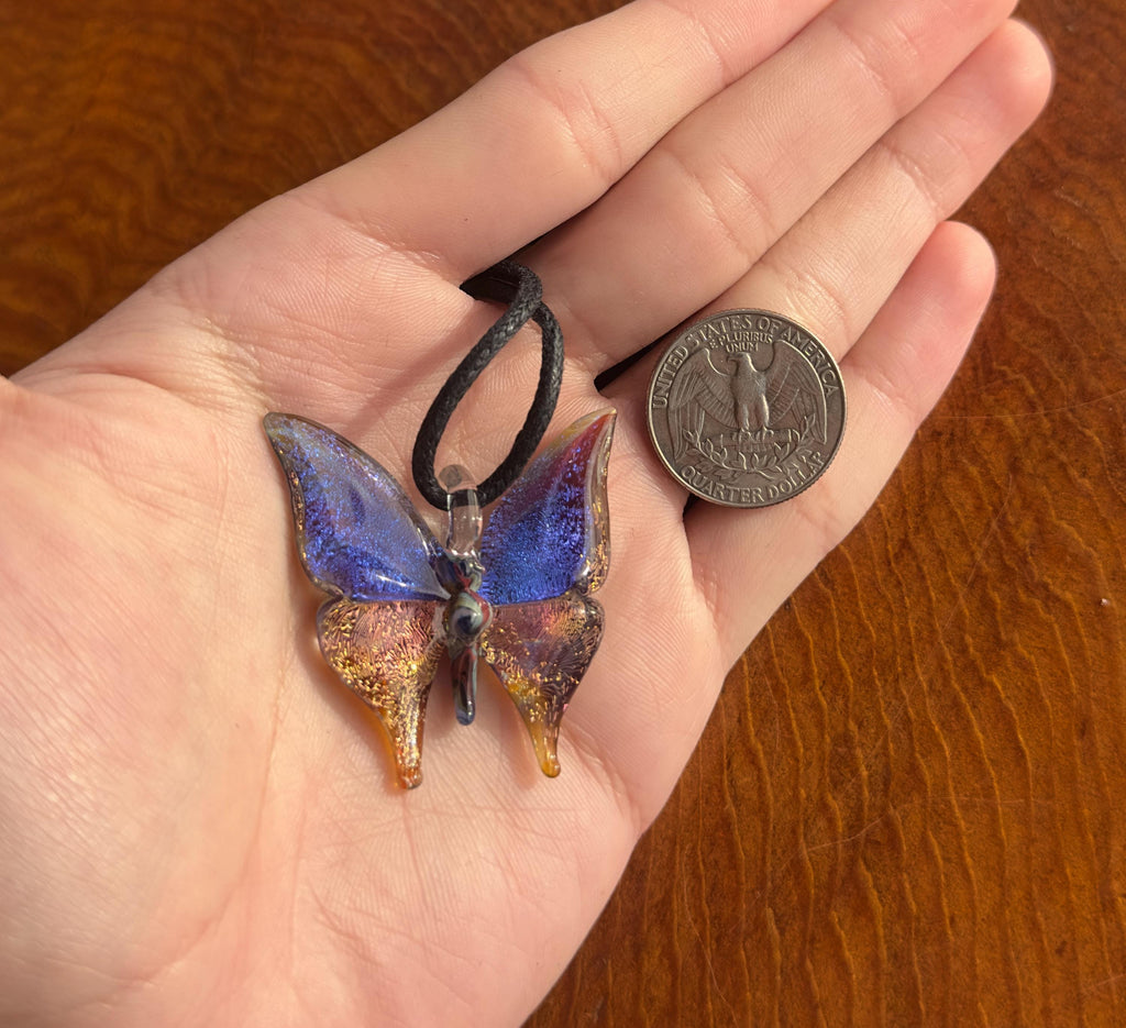 Glass Butterfly Necklace - Hand-Blown Butterfly Jewelry - Unique Birthday Gift - Anniversary Gift for Her - Artisan Torchwork Pendant