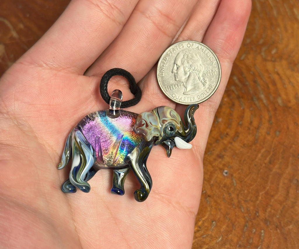 Elephant Pendant Necklace - Handmade Glass Elephant Jewelry - Unique Gift for Her - Animal Lover Necklace - Artisan Glass Pendant