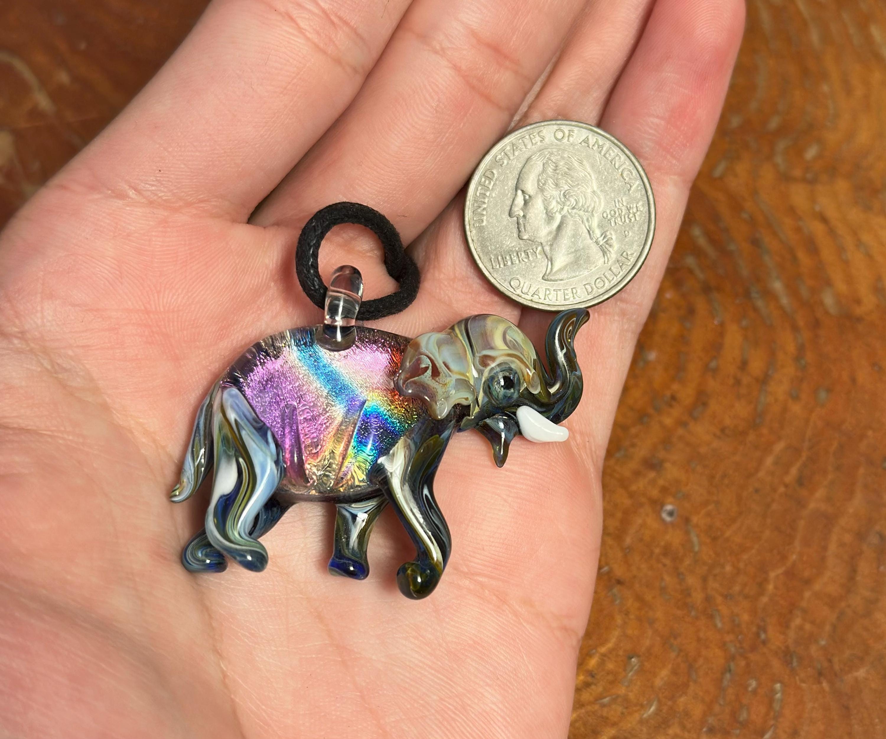 Elephant Pendant Necklace - Handmade Glass Elephant Jewelry - Unique Gift for Her - Animal Lover Necklace - Artisan Glass Pendant