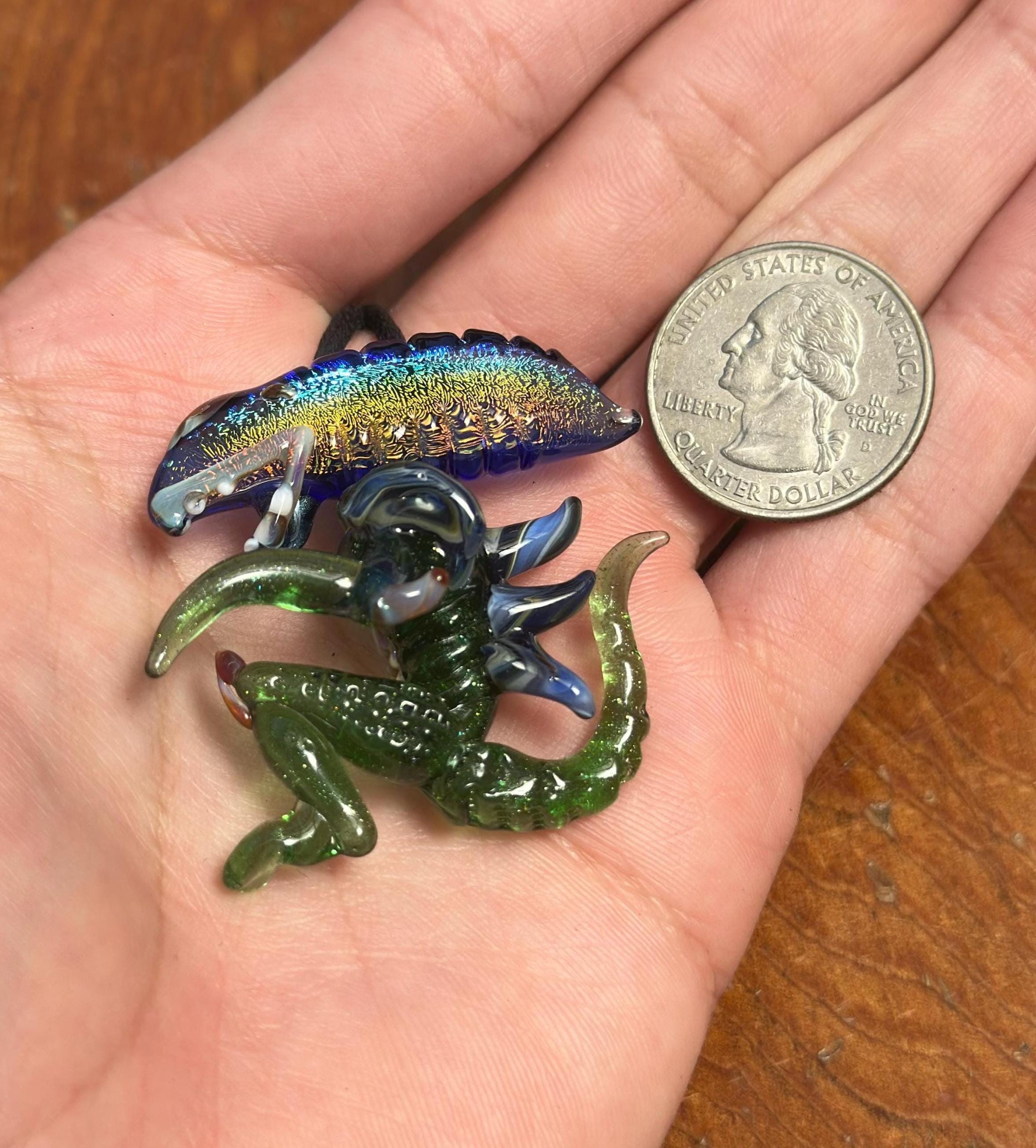 Dichroic Glass Alien Pendant Necklace - Unique Handmade Cosmic Jewelry - Sci-Fi - Outer Space - UFO Gift Idea, Color-Changing Pendant