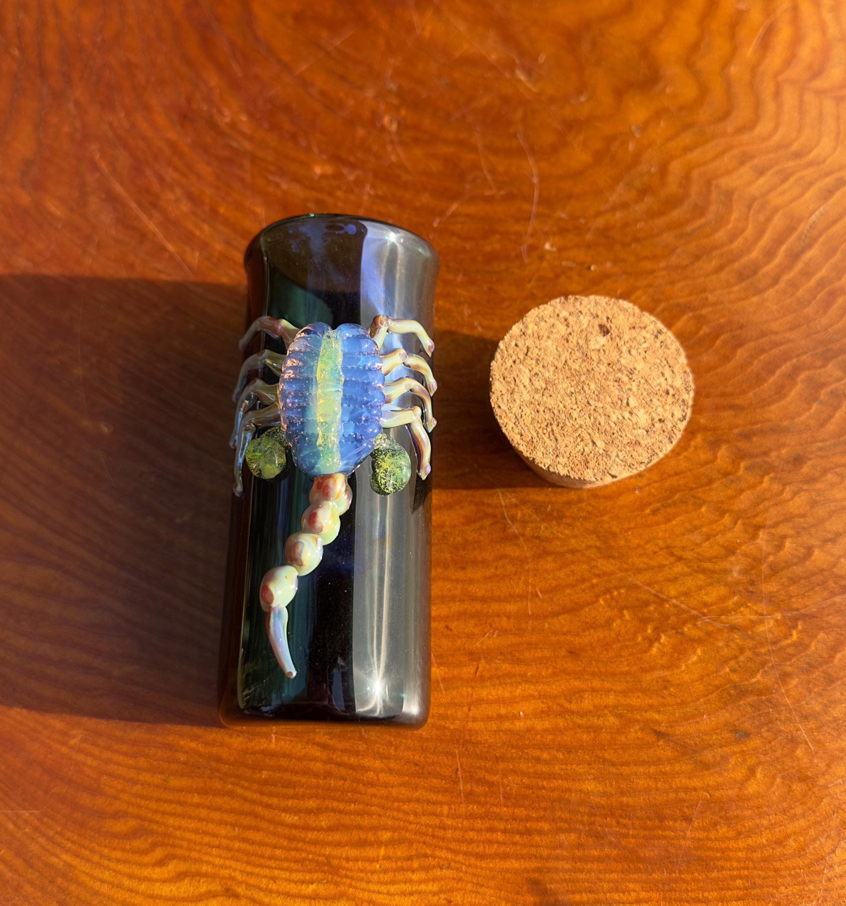 Handmade Emerald Green Glass Jar: Alien Facehugger Decor