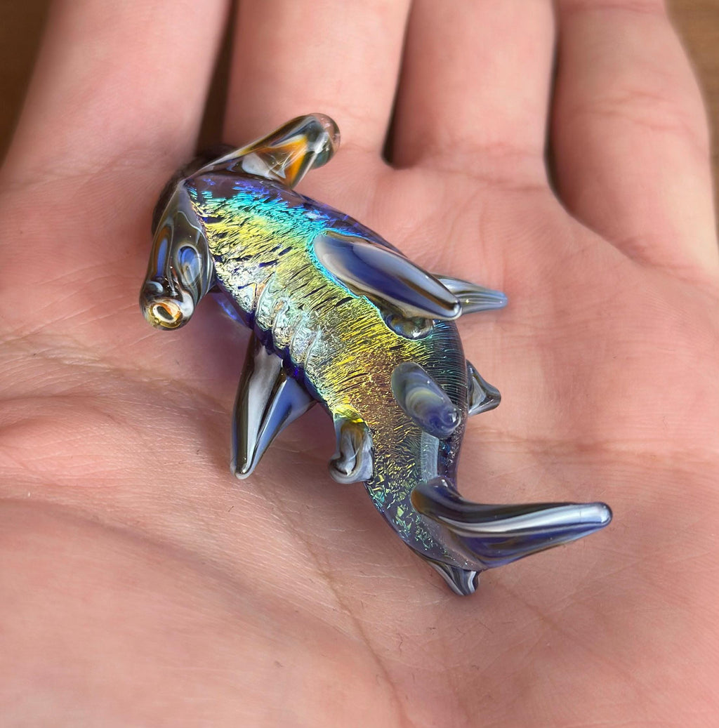 Hammerhead Shark Necklace - Blown Glass - Sea Glass Jewelry Statement Necklace - Ocean Necklace - Handmade Glass Sea Creature Necklace