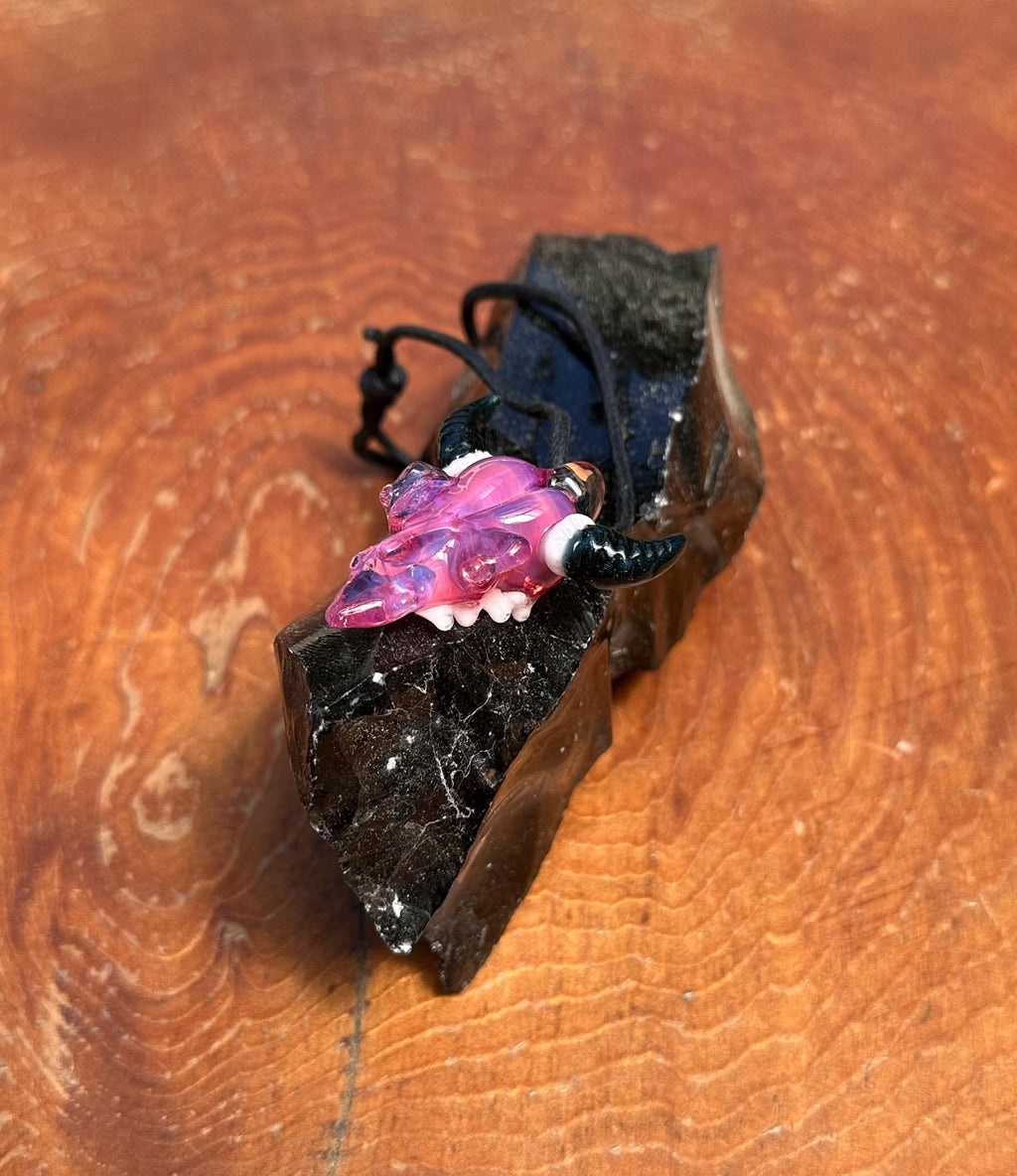 Bull Skull - Glass Pendant Necklace Handmade