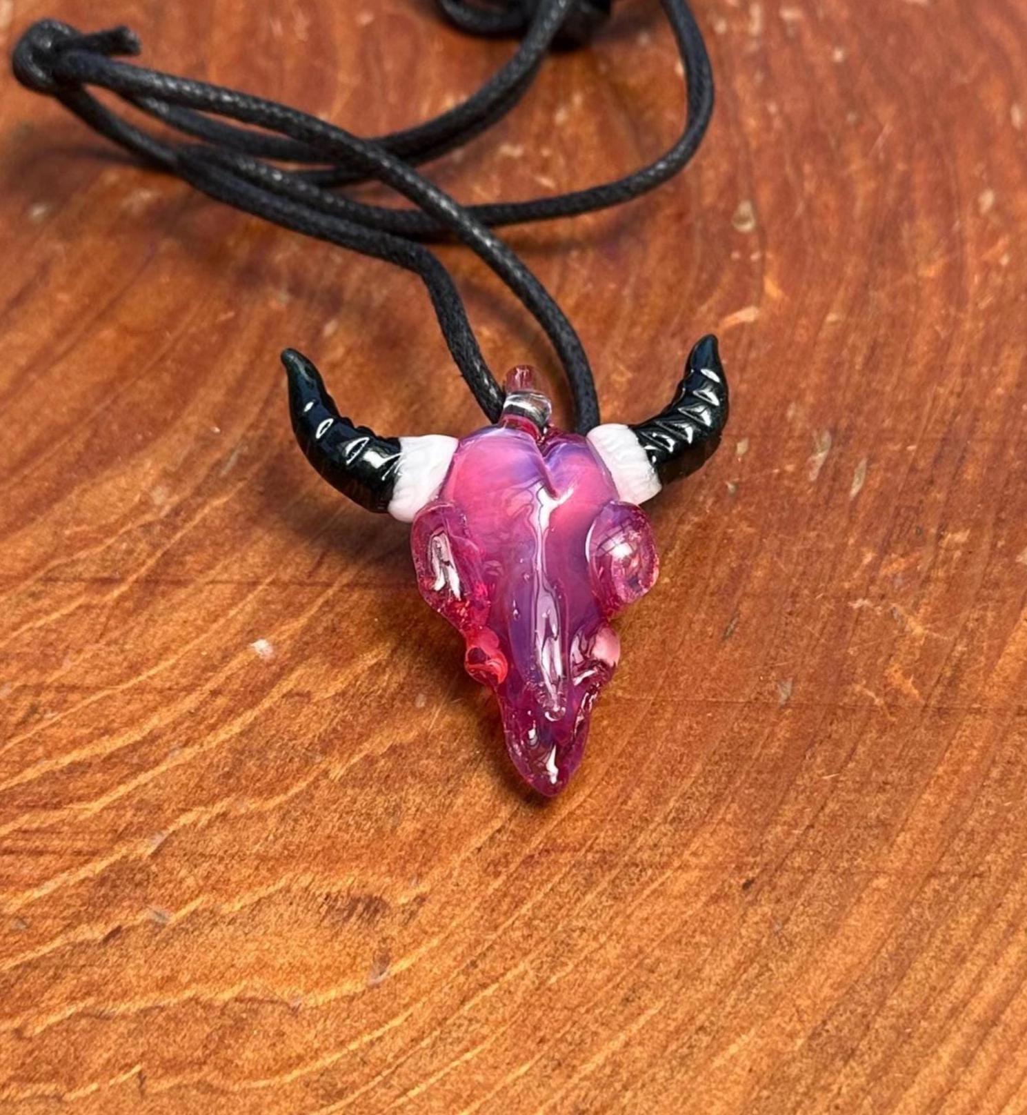 Bull Skull - Glass Pendant Necklace Handmade