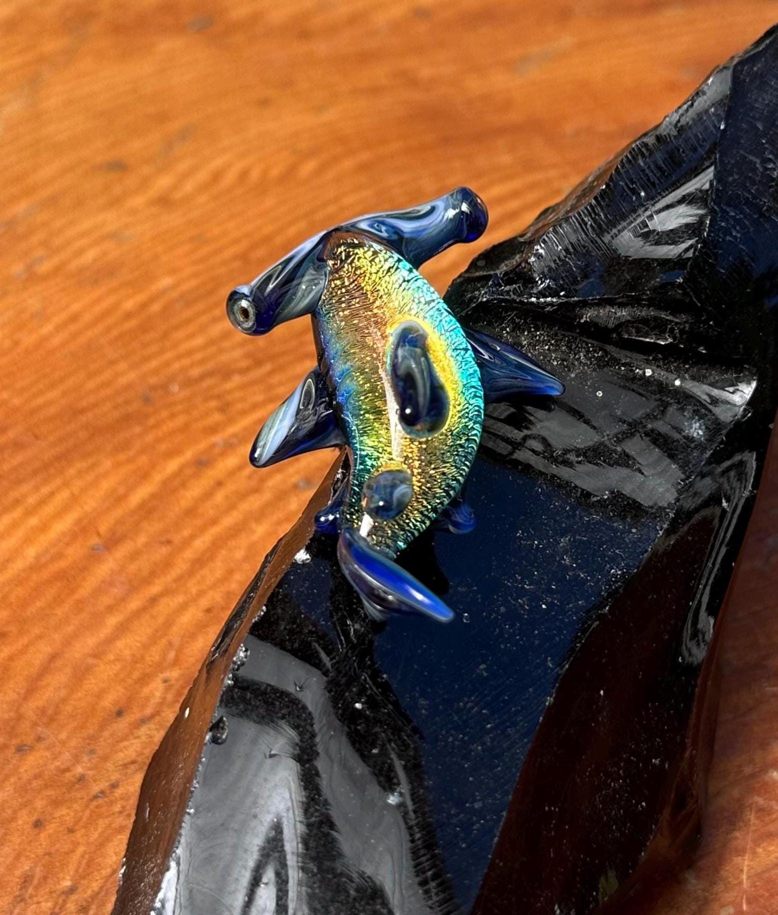 Hammerhead Shark Necklace - Blown Glass - Sea Glass Jewelry Statement Necklace - Ocean Necklace - Handmade Glass Sea Creature Necklace