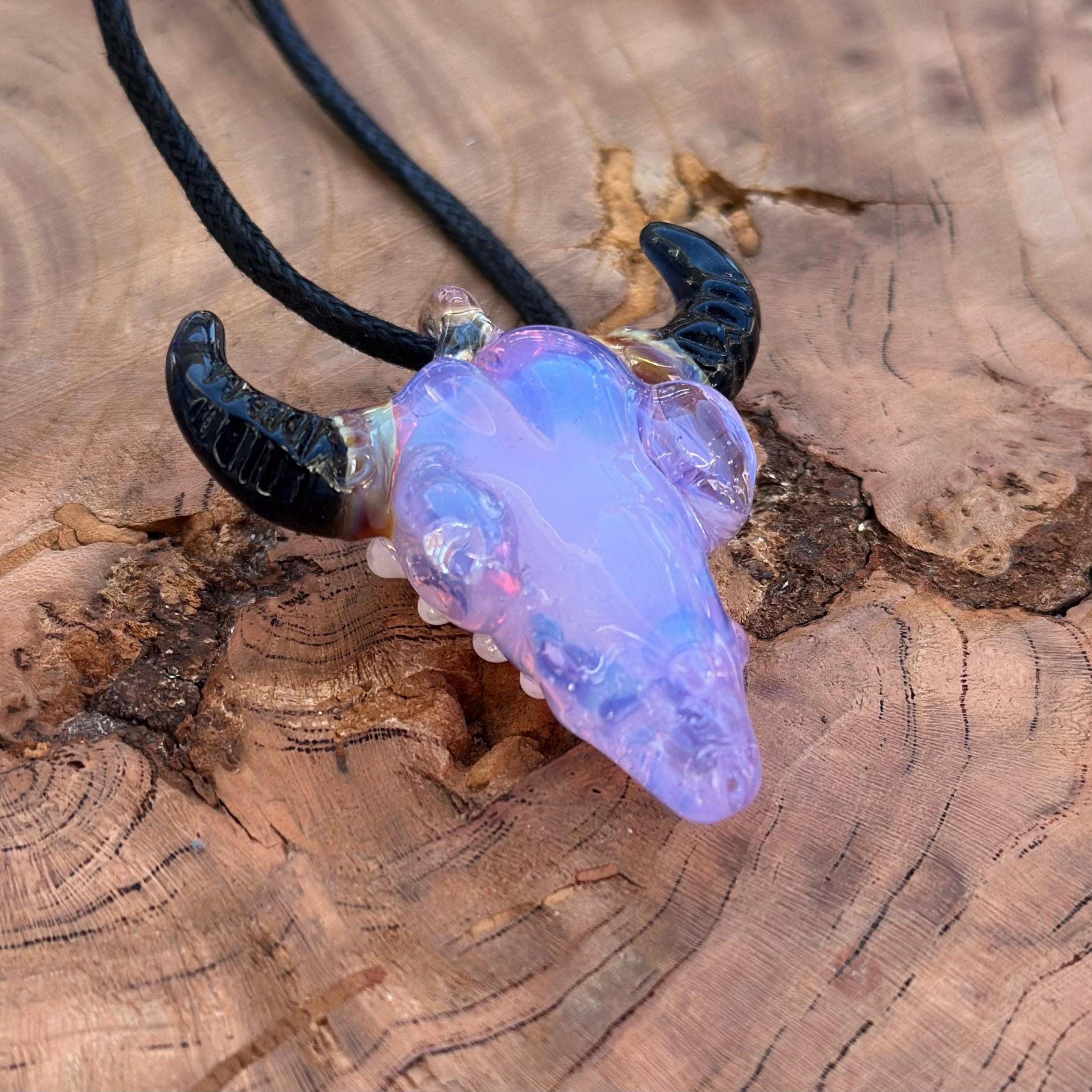 Bull Skull - Glass Pendant Necklace Handmade - Bull Skull Pendant - Glass Jewelry - Glass Bull Skull - Western Jewelry - Boho Glass Jewelry
