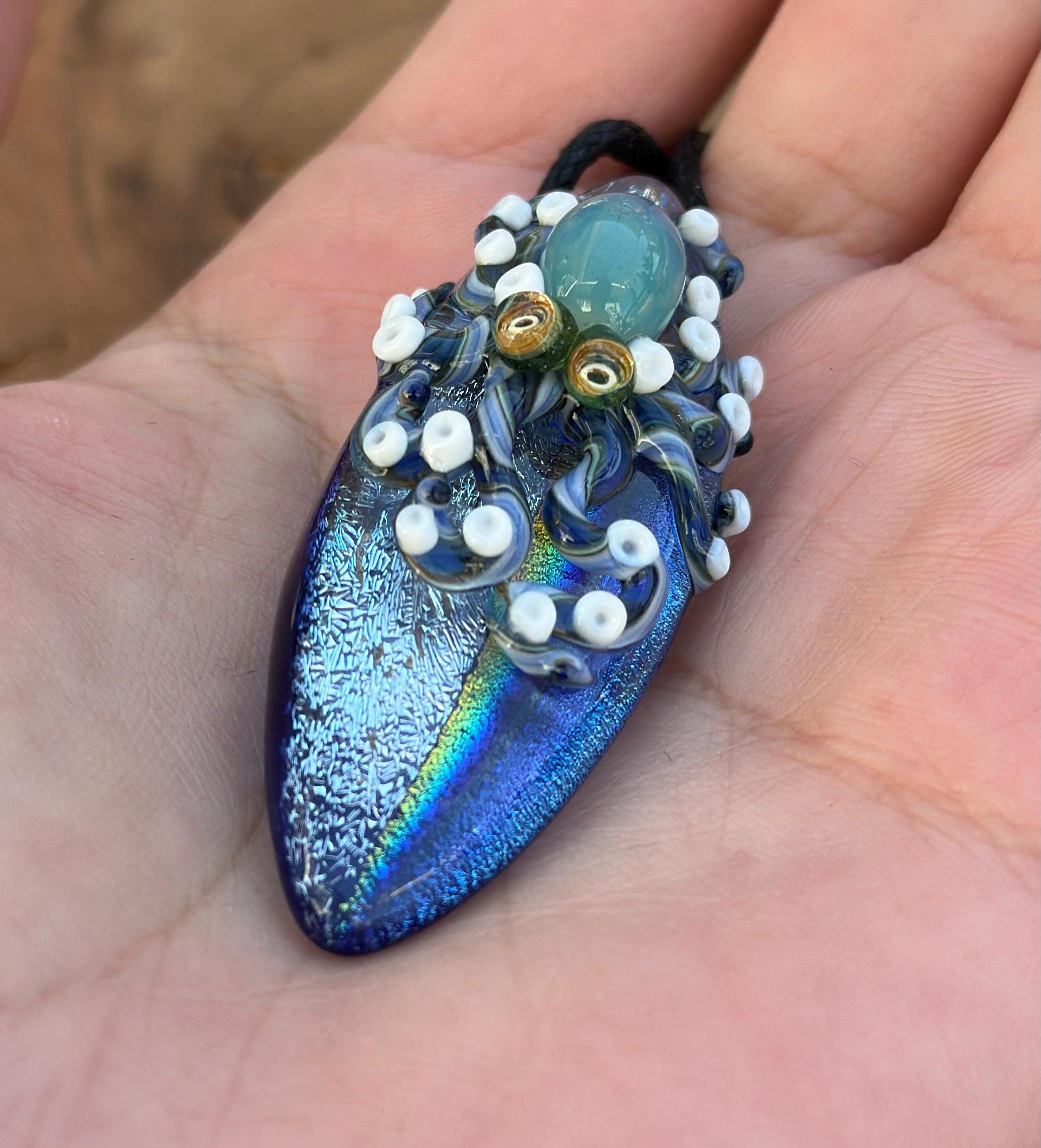 Octopus Necklace - Handmade Blown Glass Octopus Pendant - Unique Sea Creature Jewelry - Ocean-Inspired Necklace - Artisan Glass Art