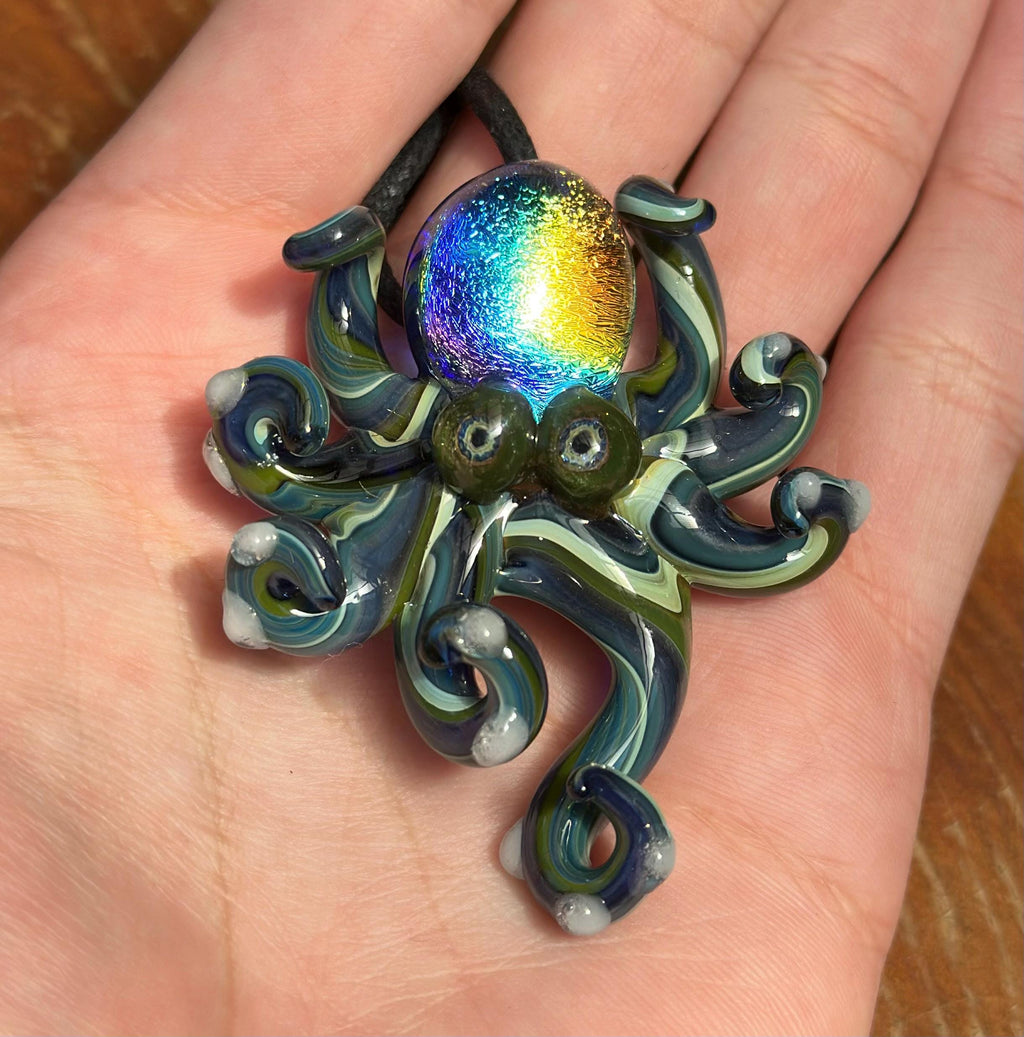 Dichroic Glass Sea Turtle Necklace: Handmade Borosilicate Pendant