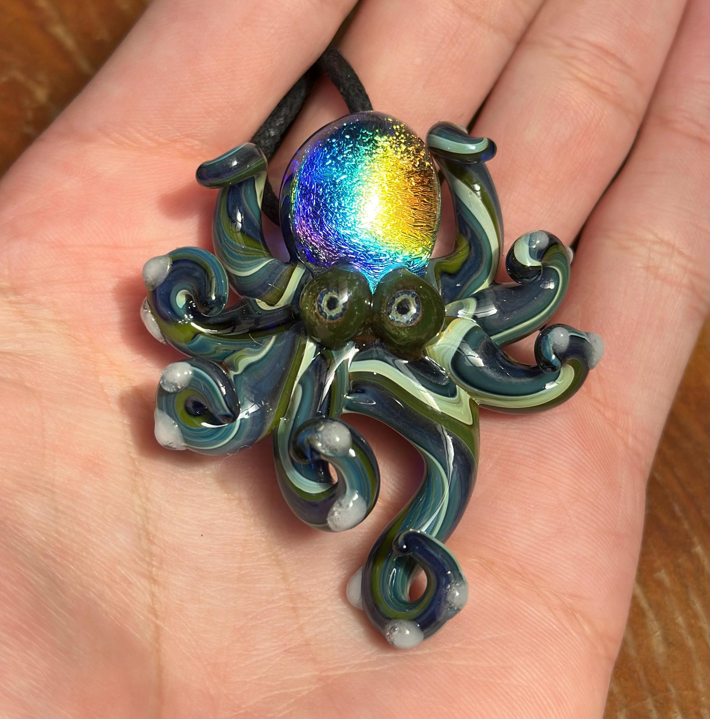 Dichroic Glass Sea Turtle Necklace: Handmade Borosilicate Pendant