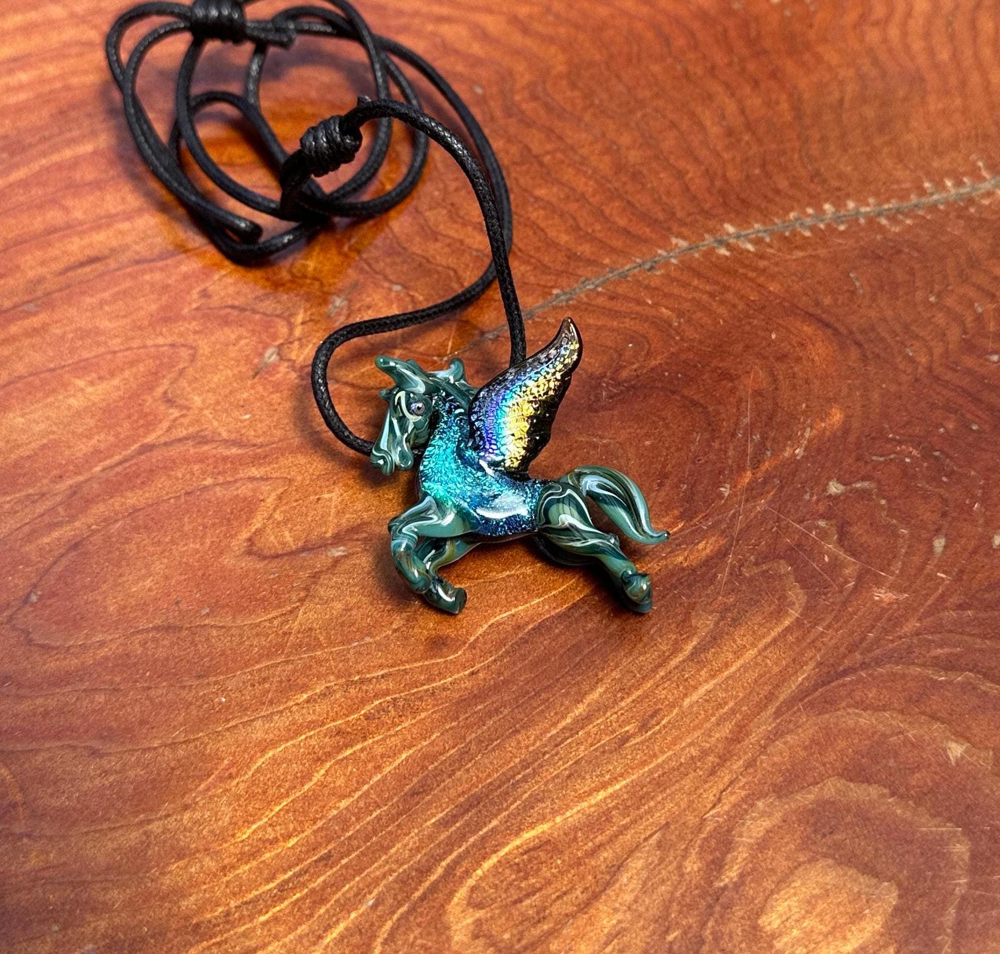 Glass Unicorn Necklace - Unicorn Pendant - Birthday Gift For Her - Anniversary Gift - Handblown Unicorn Glass Jewelry - Torchwork