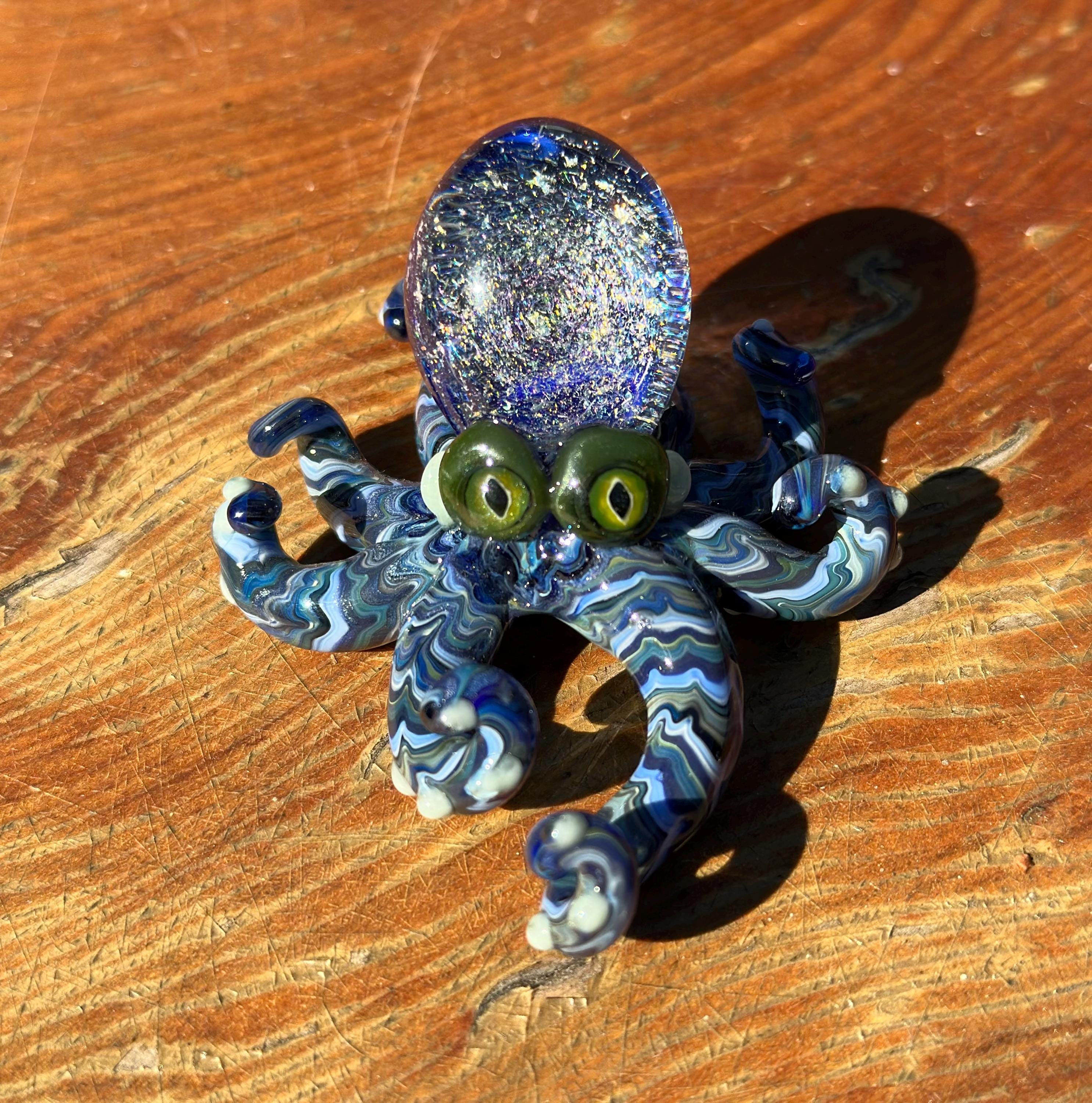 Handmade Dichroic Glass Octopus Sculpture – Galaxy Art Figurine