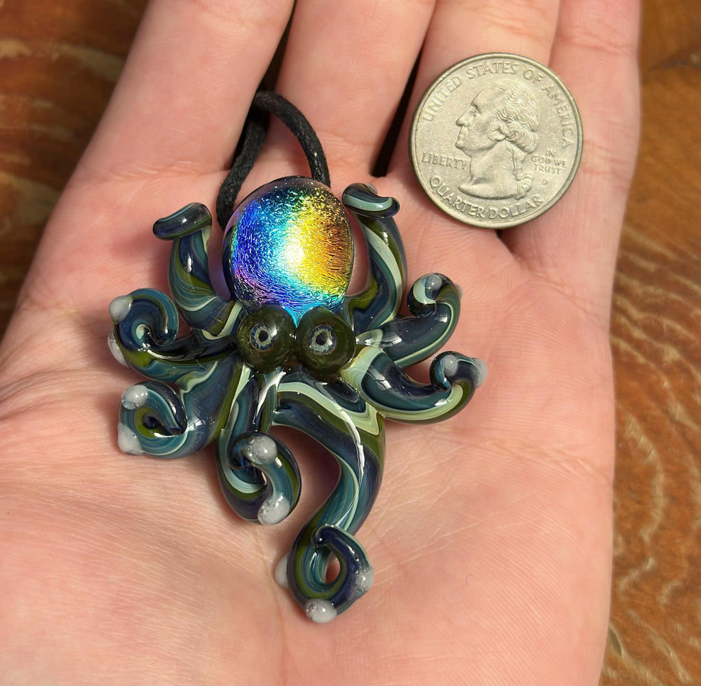 Dichroic Glass Sea Turtle Necklace: Handmade Borosilicate Pendant