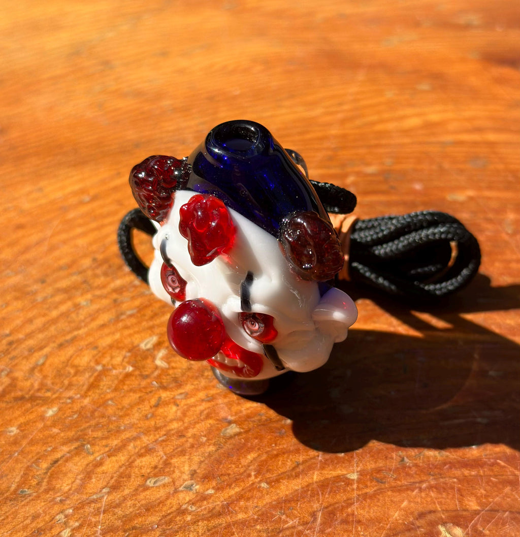 Handmade Creepy Glass Clown Pendant Necklace - Halloween Costume Accessory