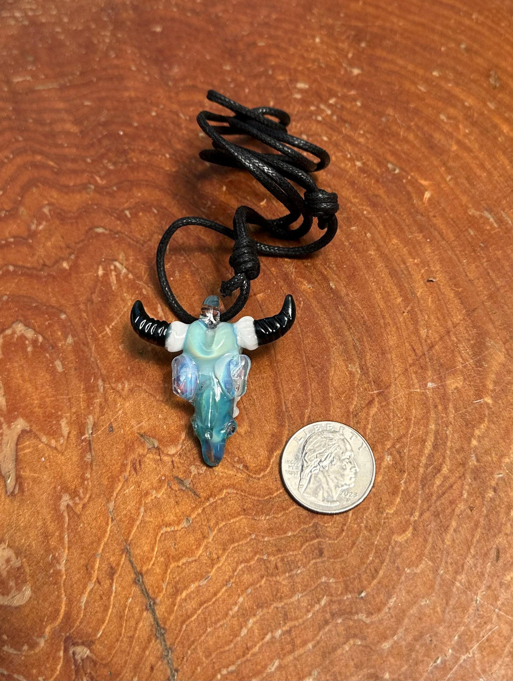 Bull Skull - Glass Pendant Necklace Handmade