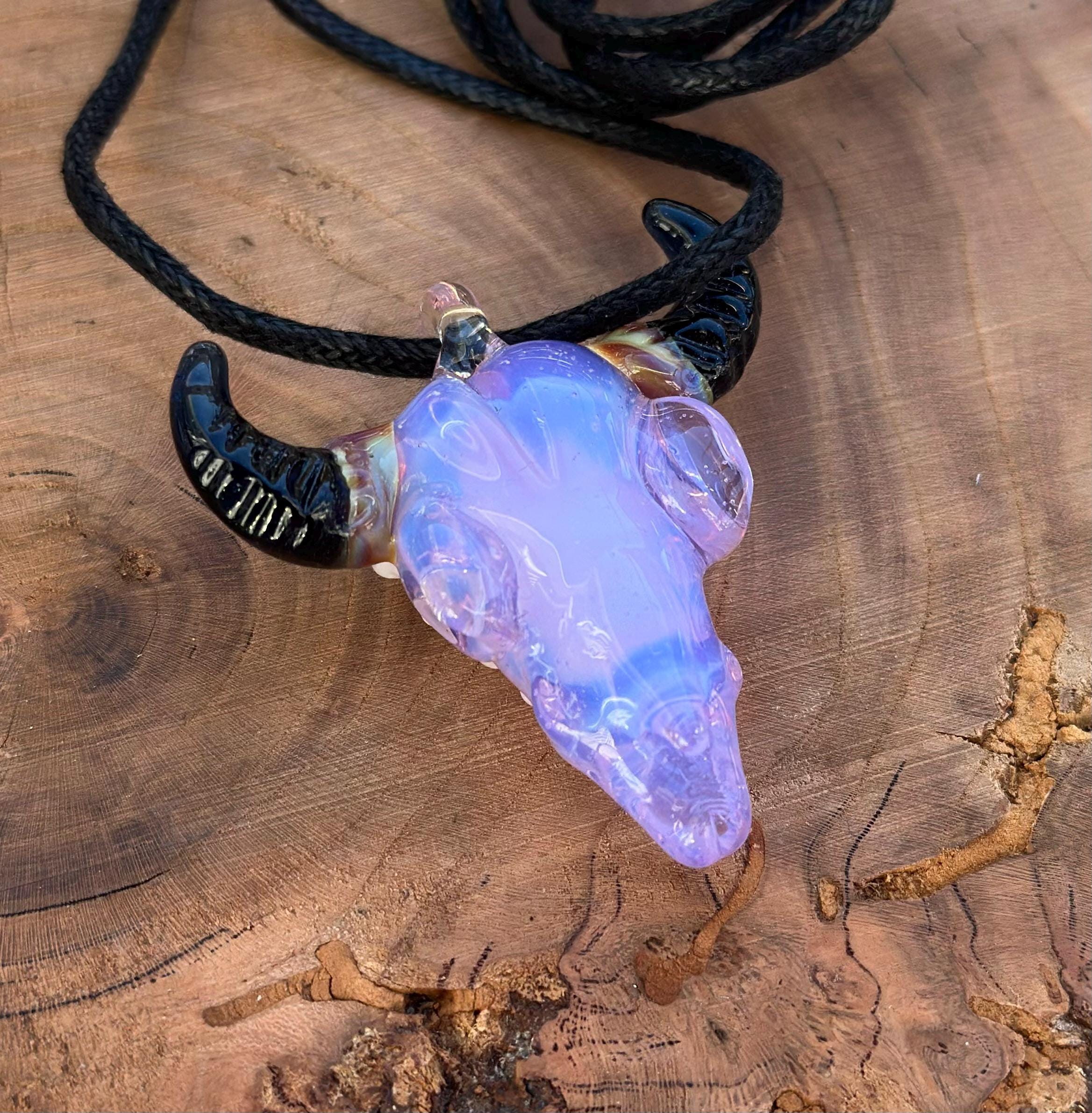Bull Skull - Glass Pendant Necklace Handmade - Bull Skull Pendant - Glass Jewelry - Glass Bull Skull - Western Jewelry - Boho Glass Jewelry