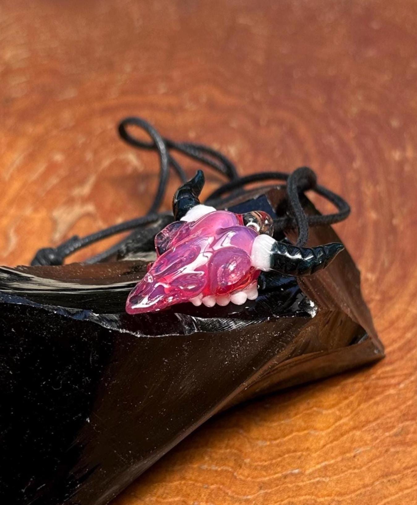Bull Skull - Glass Pendant Necklace Handmade